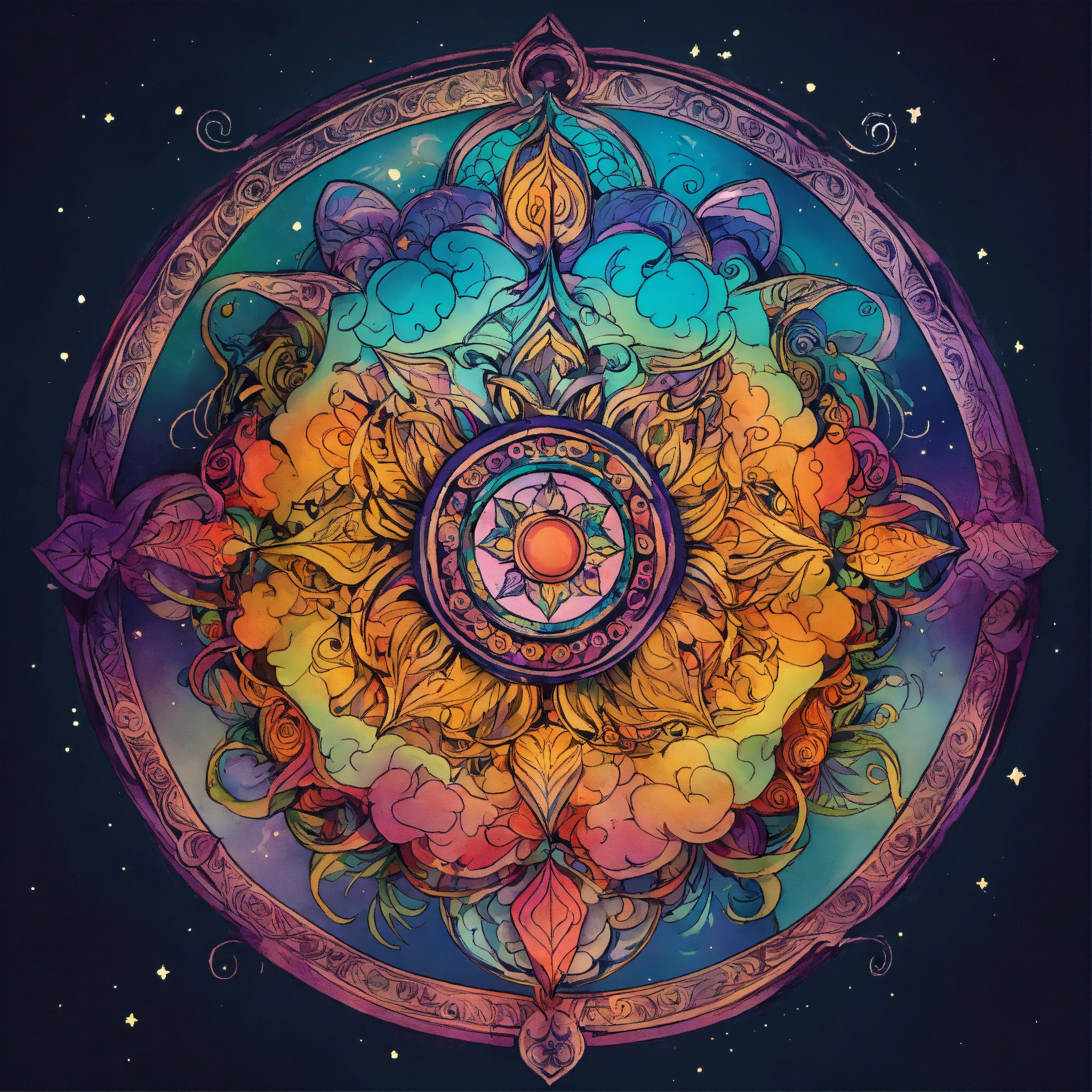 Lexica - Ink drawing, tattoo style mystical and magical colourful ...