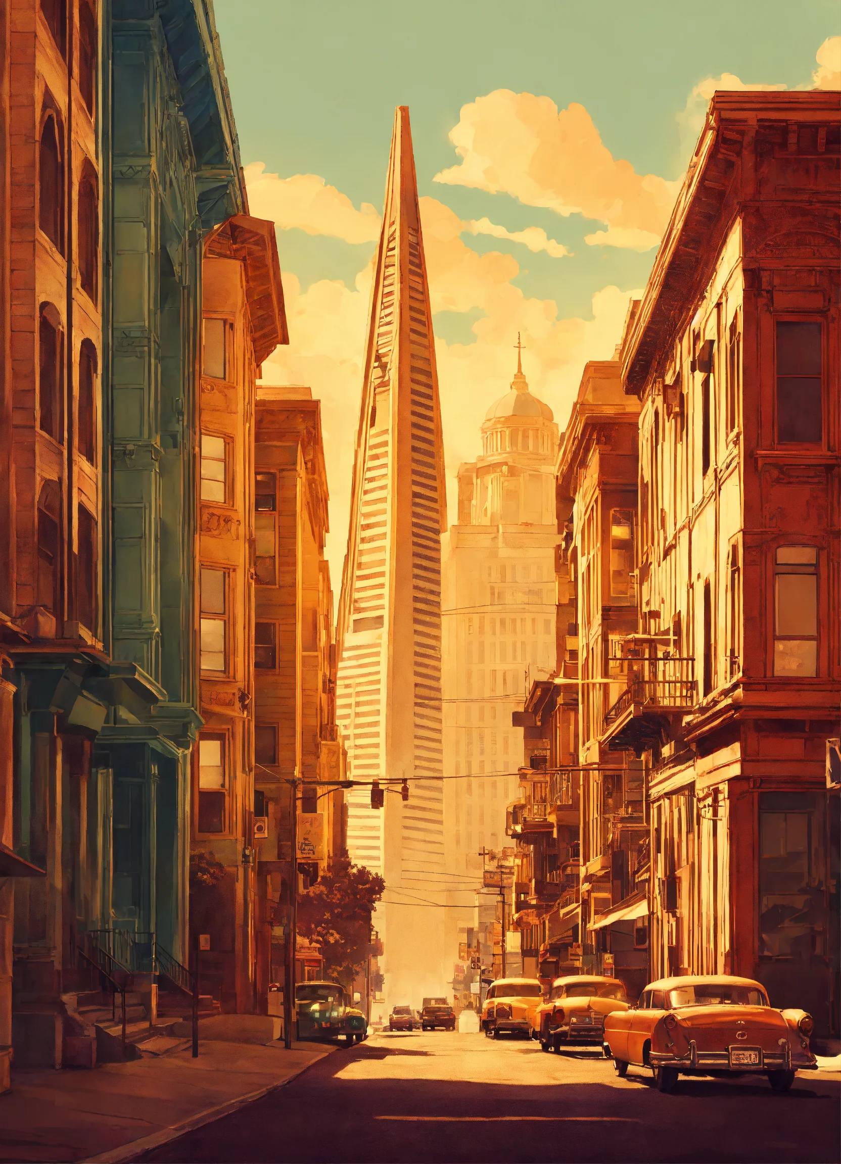 Lexica - Create a captivating background, San Francisco. vintage style ...