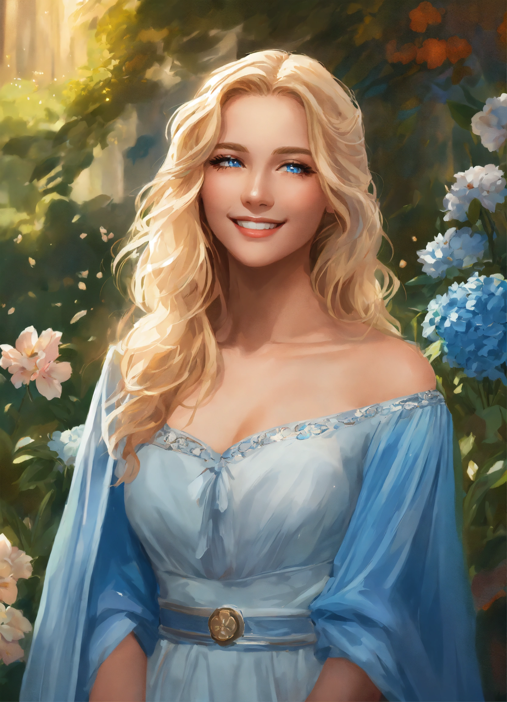 Lexica - Digital portrait of a smiling, wealthy young woman with shiny ...