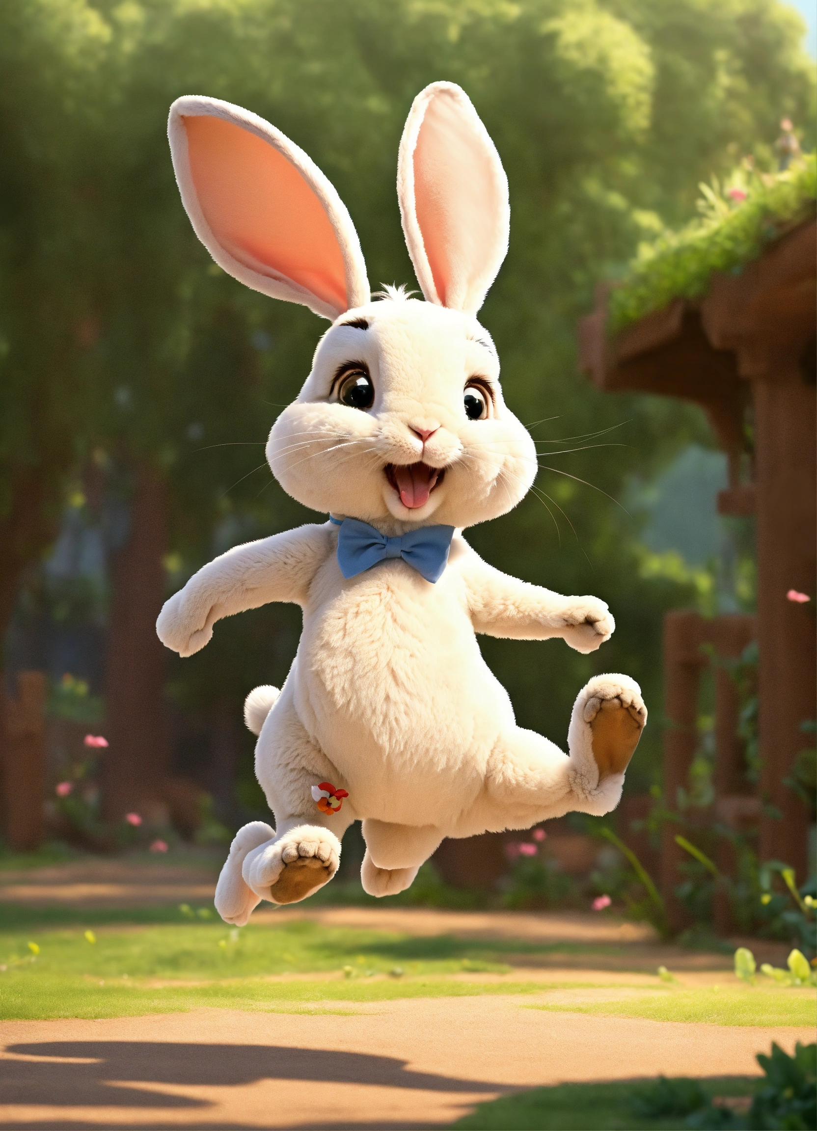 Lexica - Let cartoon cute big rabbit running on two legs