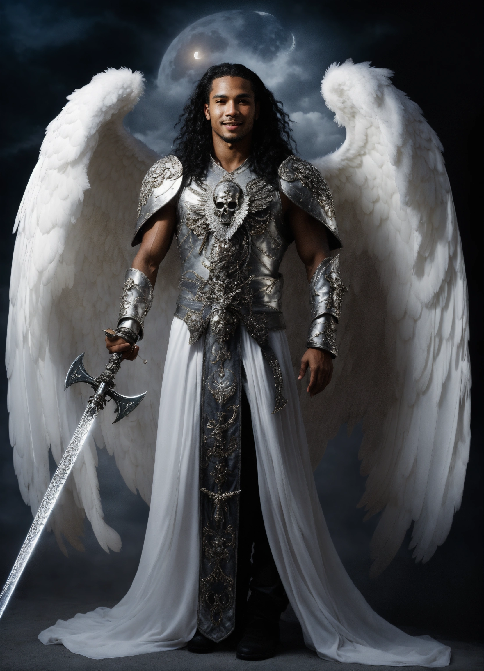 Lexica - Iconoclastic surreal full body photo of a windblown Archangel ...