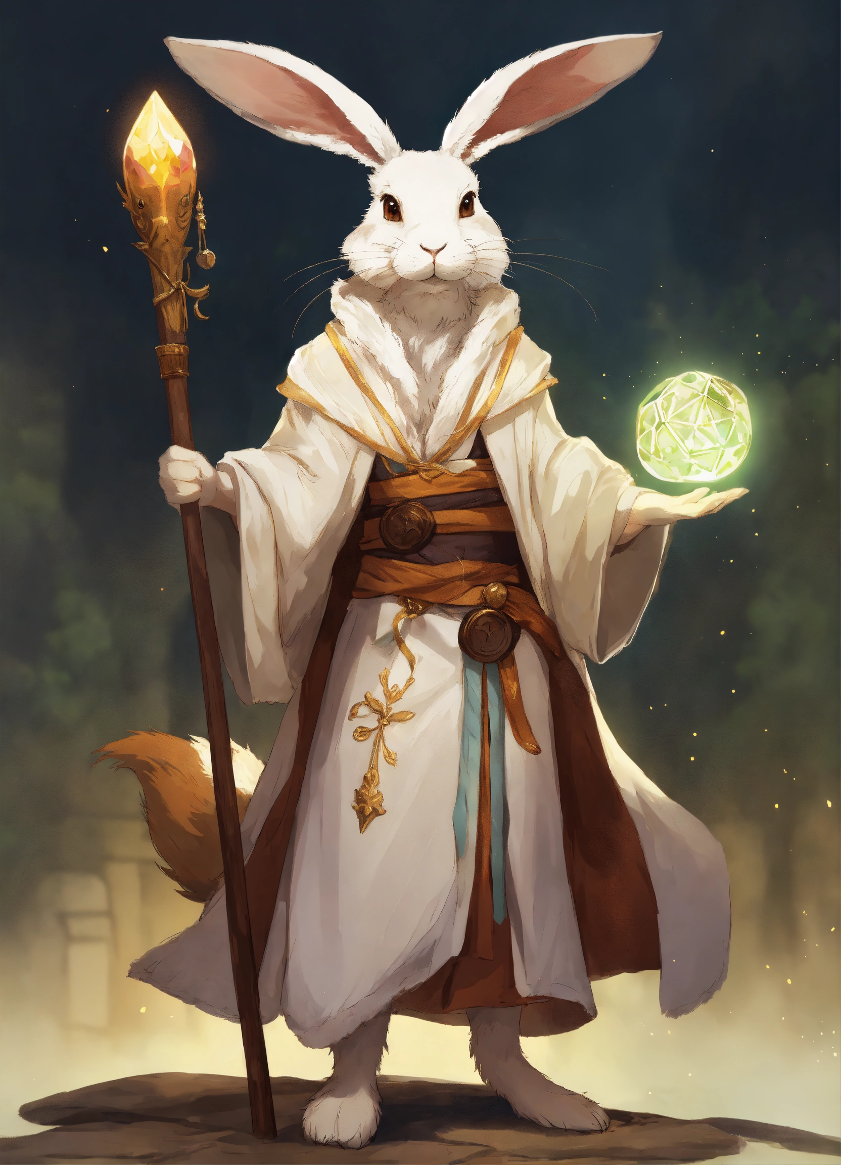 Lexica - Beautiful art, hare wizard, rabbit wizard, white robe, brown ...