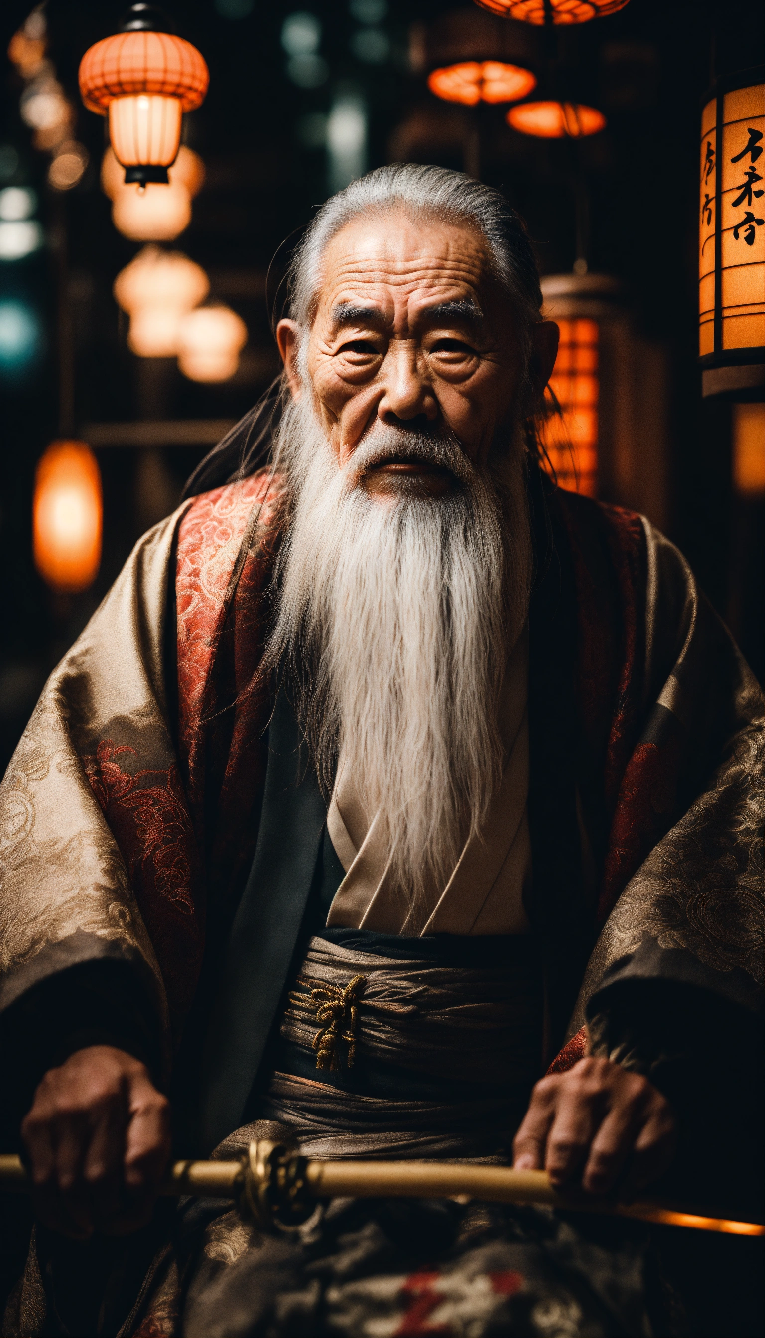 Lexica - Wise old japanese man from tokyo with a long white beard ...