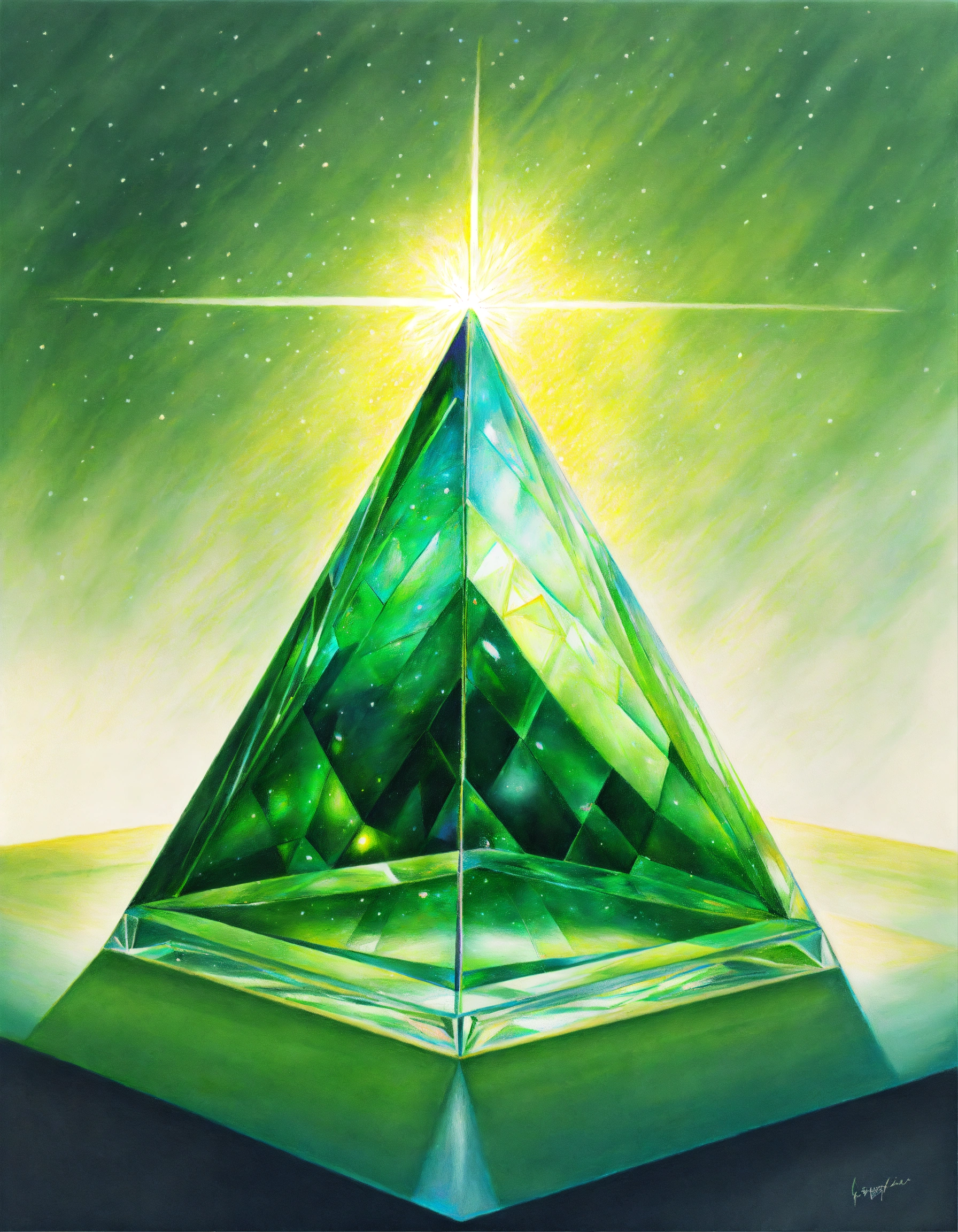 Lexica - Realistic colored pencil drawing of a green transparent ...