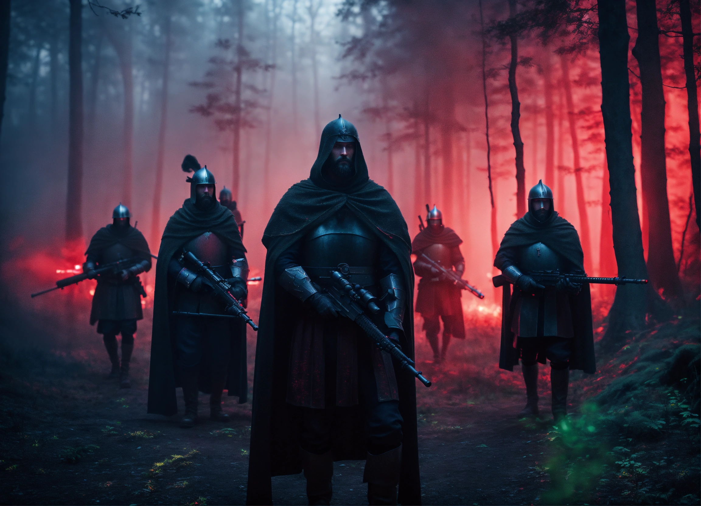 Lexica - Cinematic medieval King and his knights holding sniper rifles ...