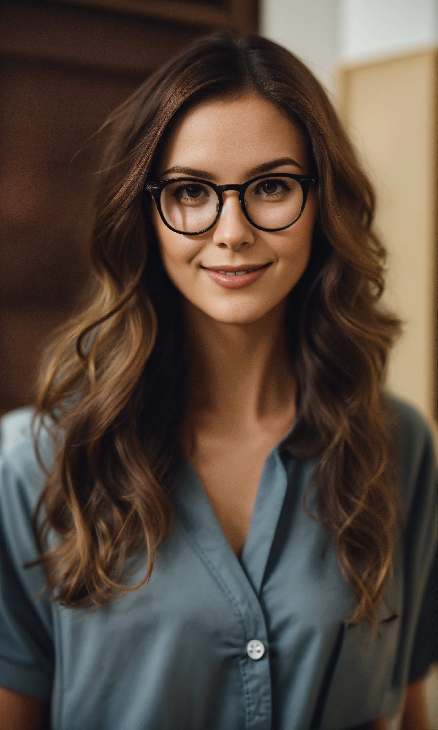 Lexica Nutritionist, female, beautiful, brown hair, glasses, young