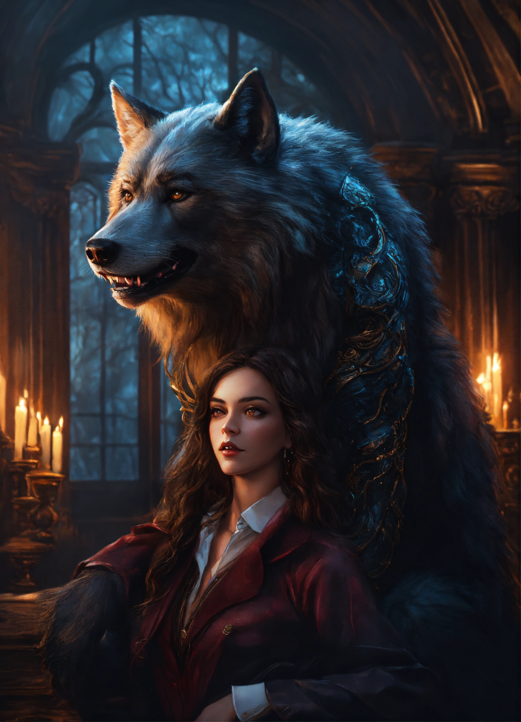 Lexica - Beautiful girl and handsome man in werewolf academy, mystic ...