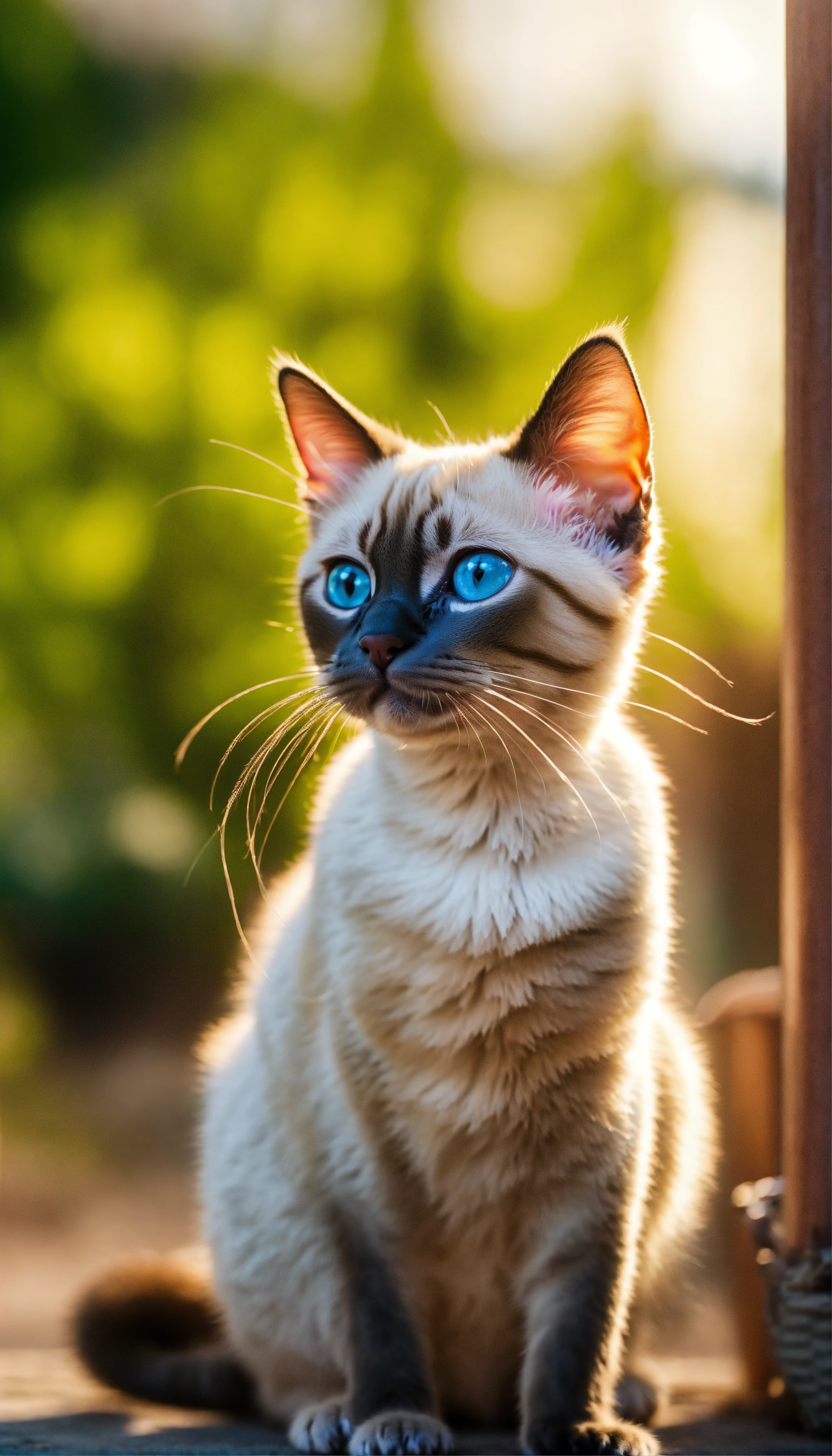 Lexica - On a bright sunny day, there is a beautiful little Siamese cat ...