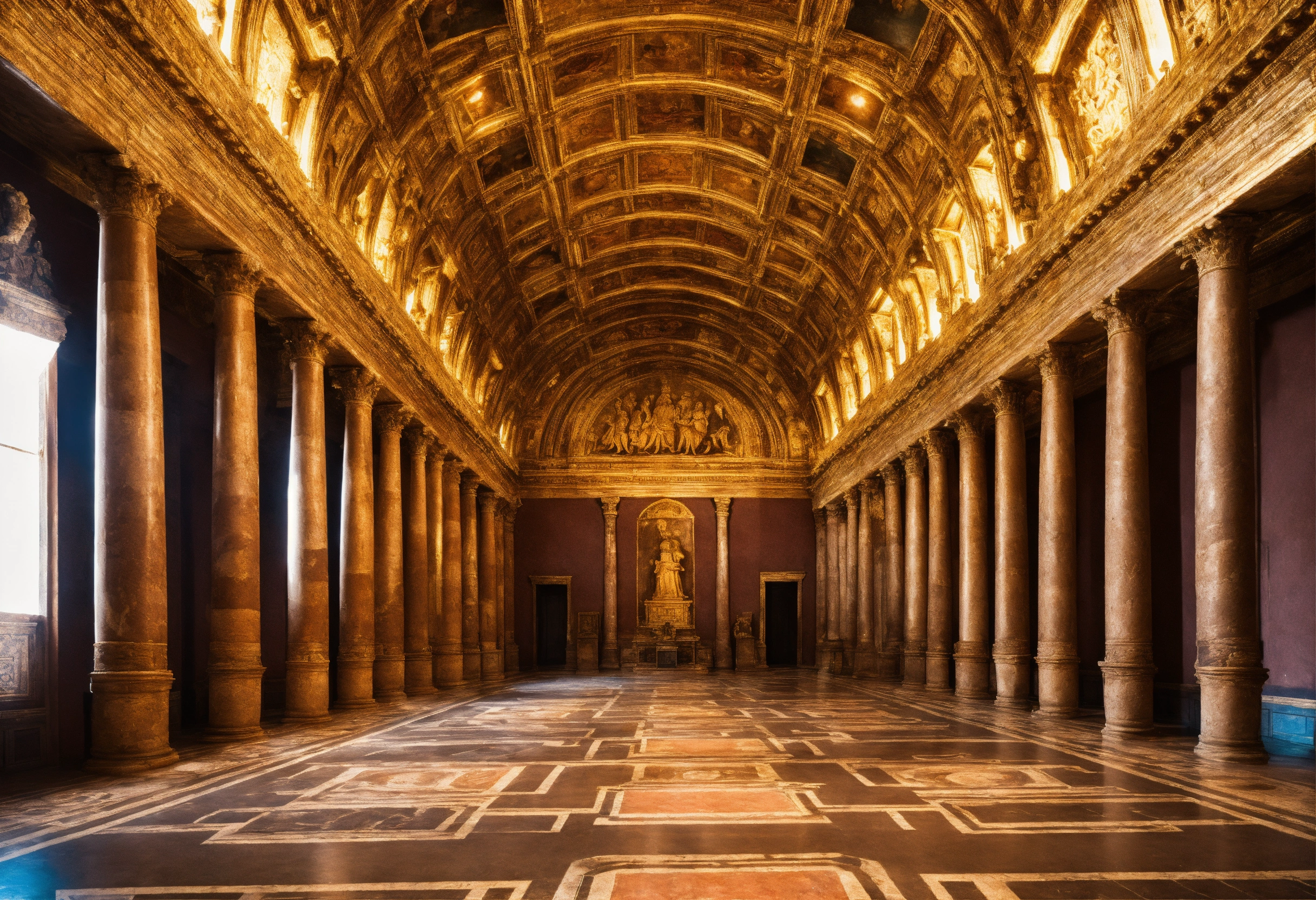 Lexica - A palace hall inspired by ancient rom with hundred busts of ...