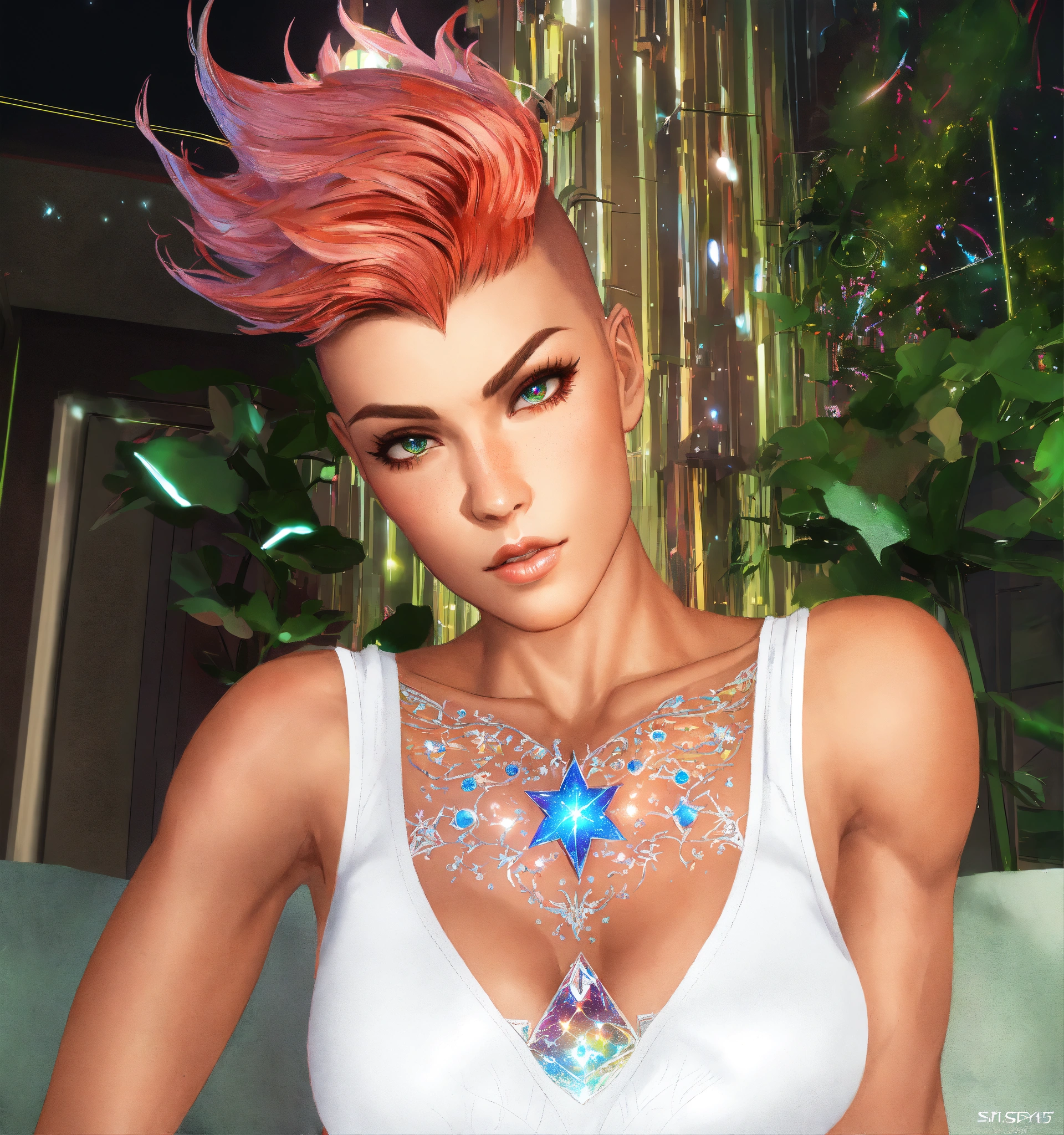 Lexica - Beautiful villain with short hair, sidecut, pixie cut, mohawk ...