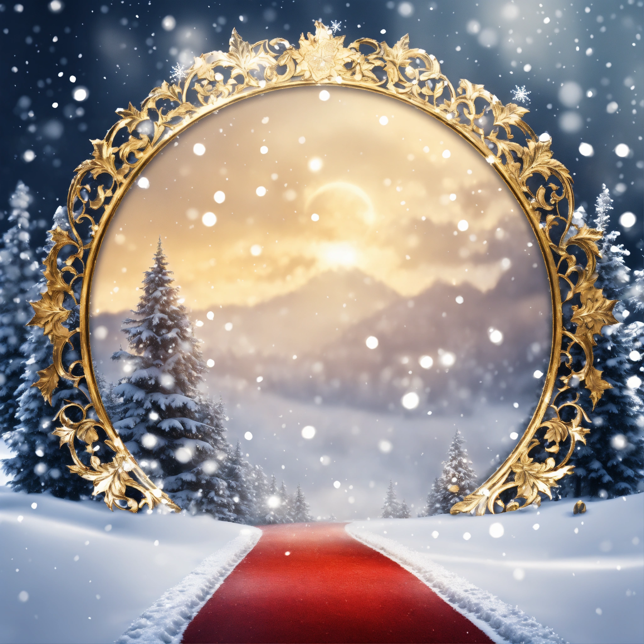 Lexica - Create a slim metallic snow white winter round border in a ...