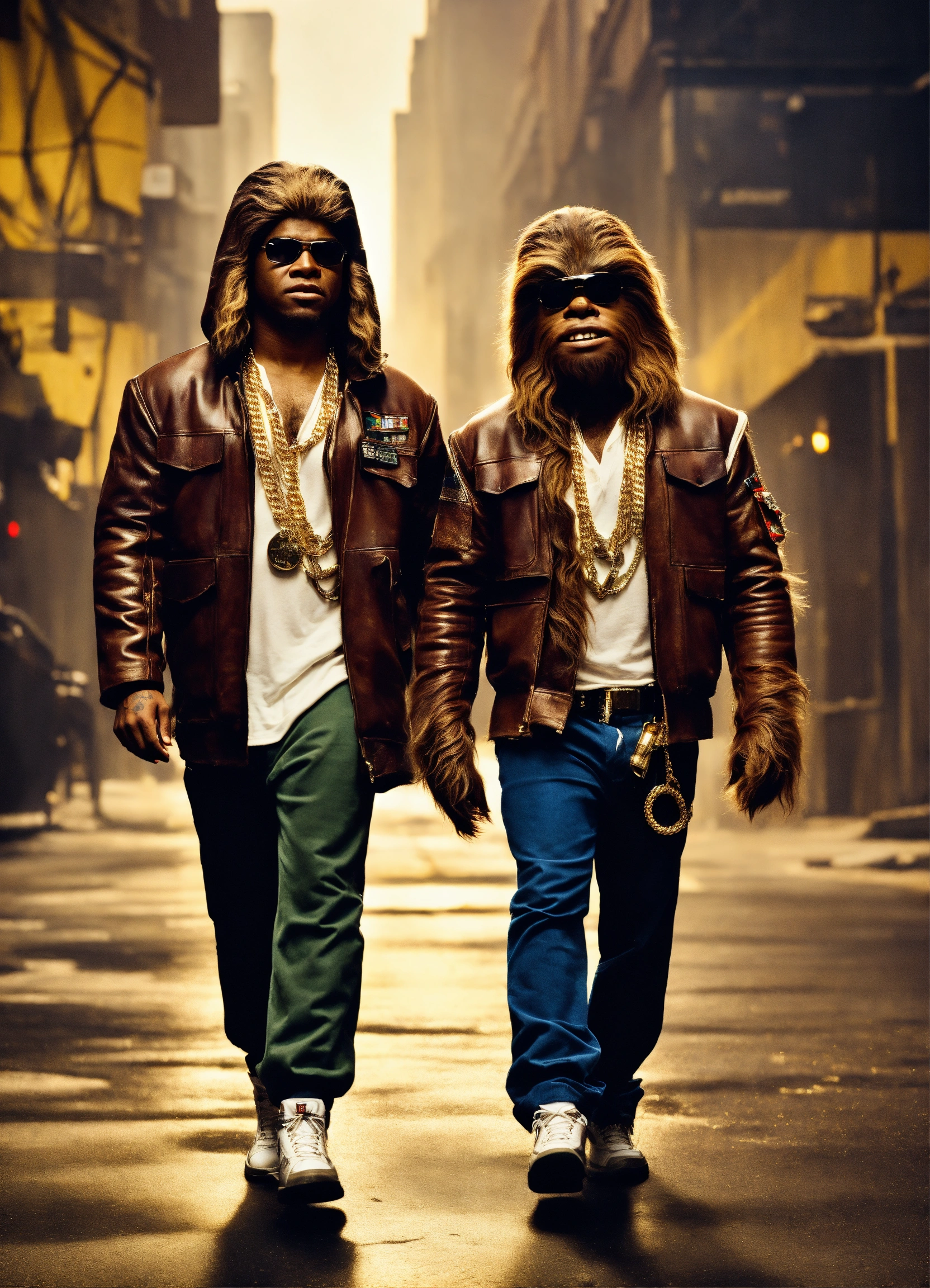 Lexica - Han Solo and Chewbacca dressed as rappers in the hood, huge ...