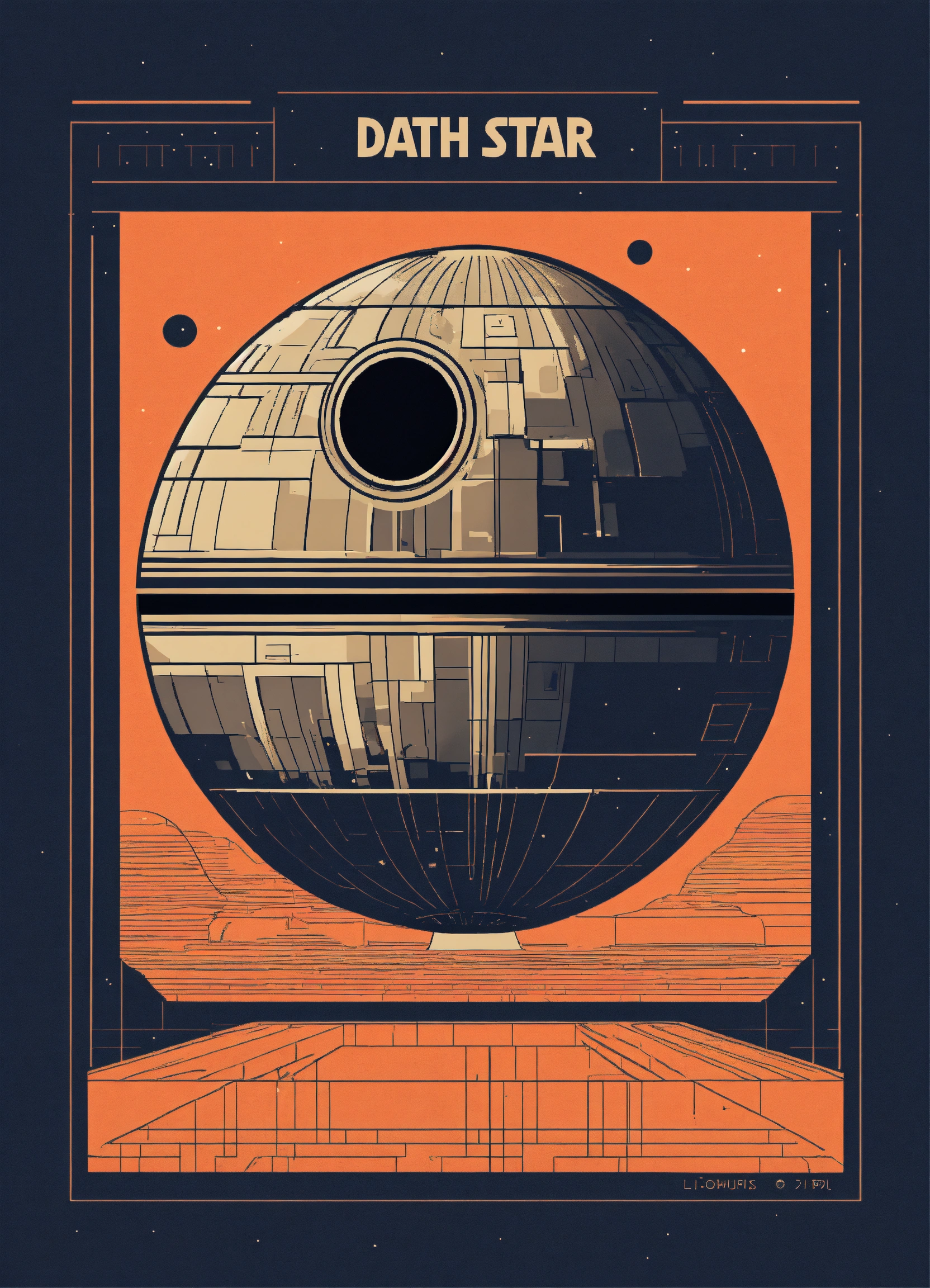 Lexica - A minimalistic illustration of a death star, capturing its ...