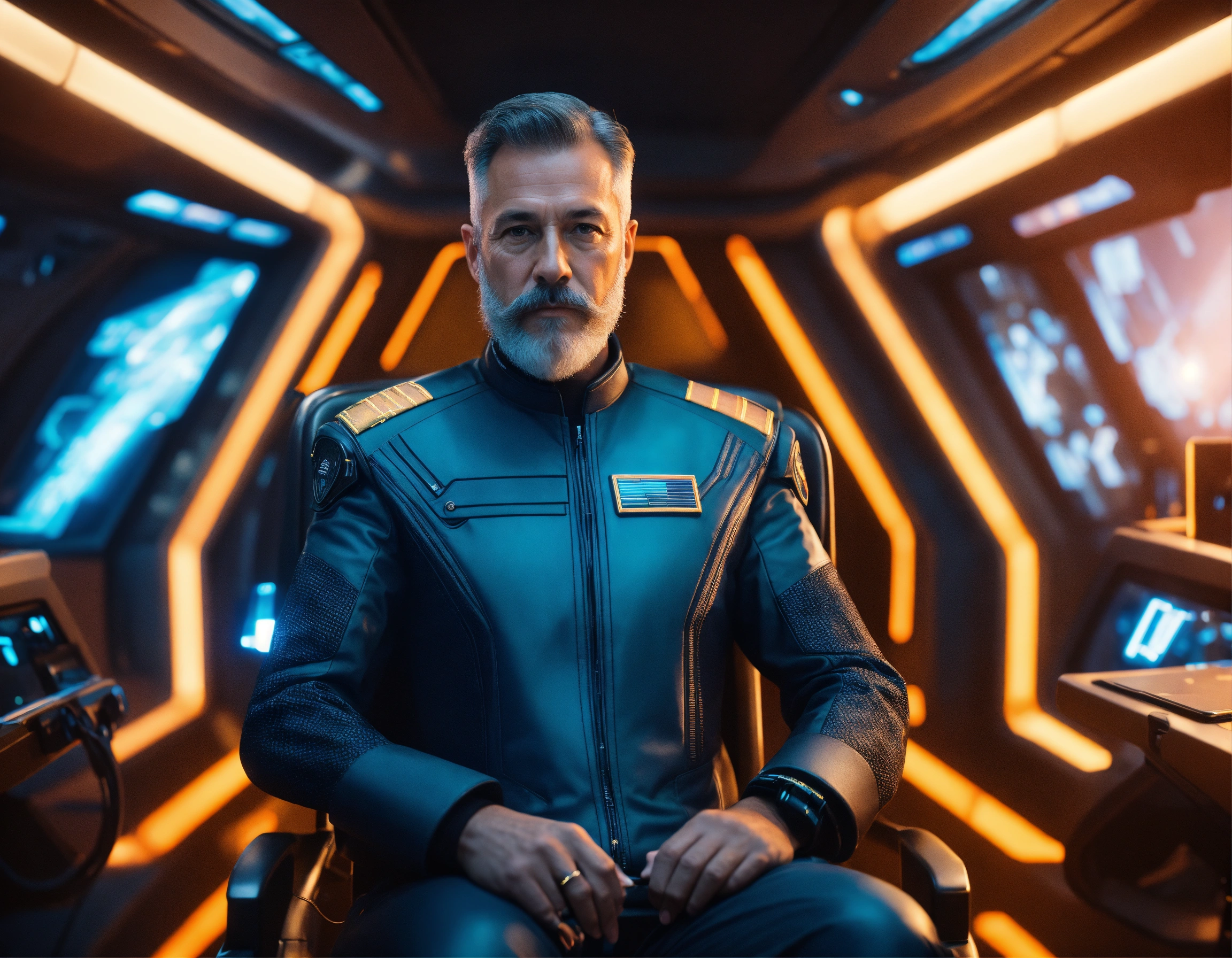 Lexica - 50 year old masculine star commander general with trim beard ...