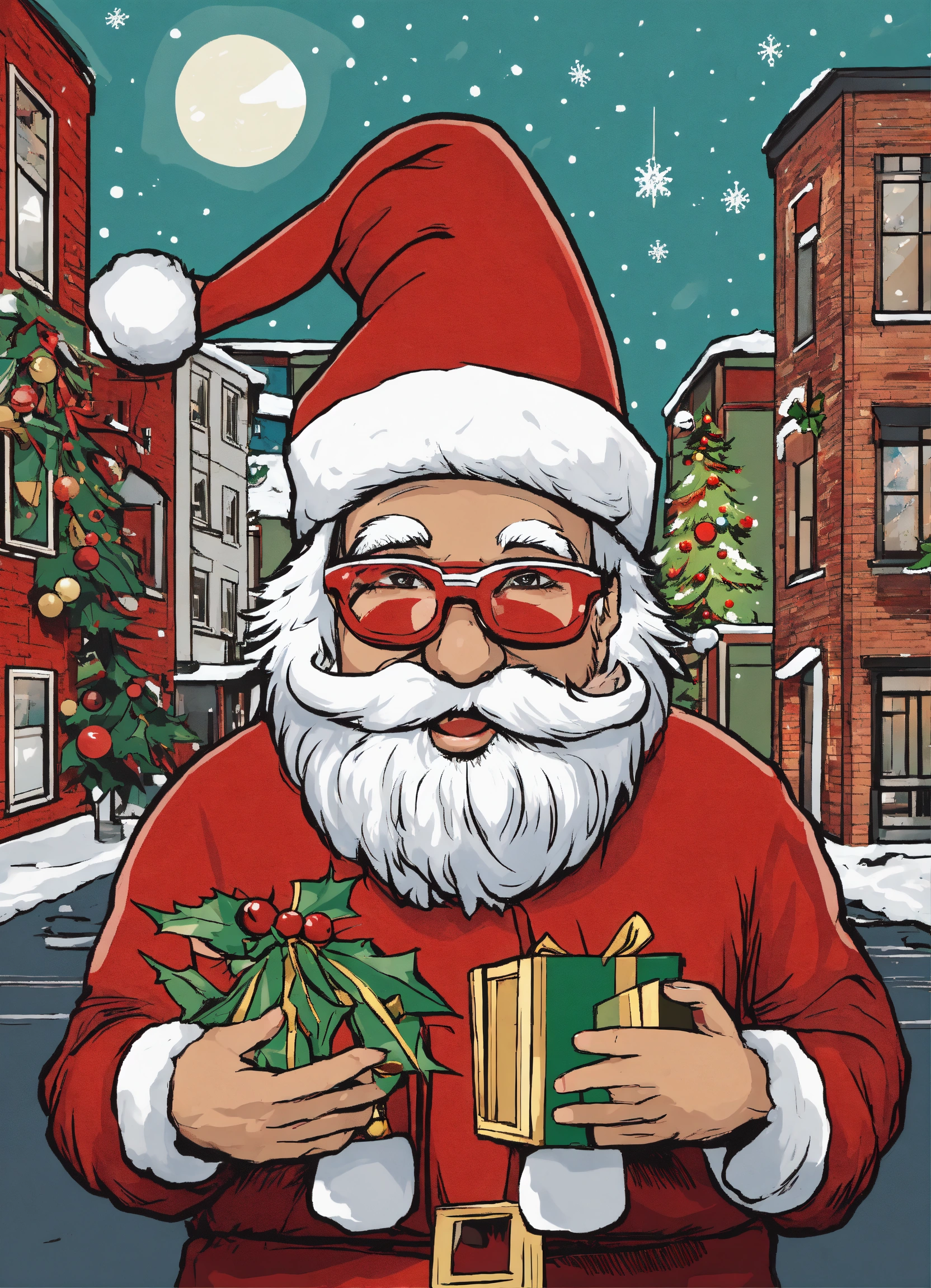Lexica - Homie!' as the focal point. Incorporate Santa Claus and a ...