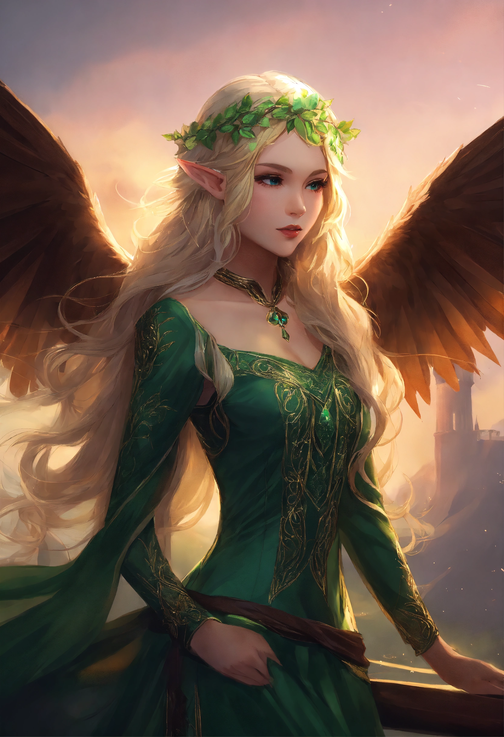 Lexica - Beautiful enchantment with white wings and elf ears blonde ...