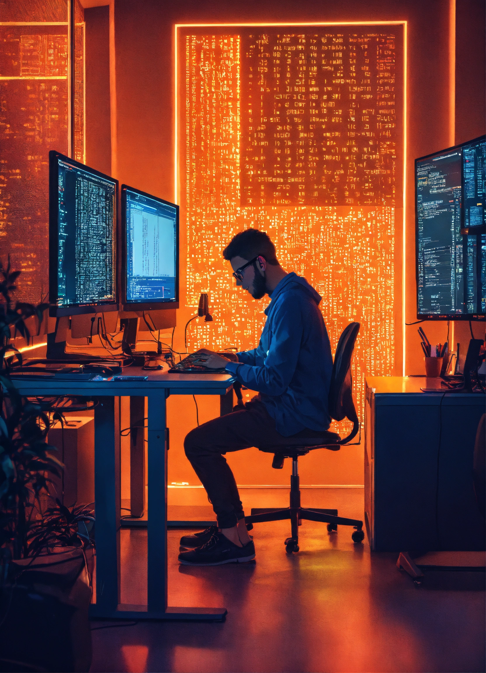 Lexica - A photo of a computer programmer writing code on a computer ...