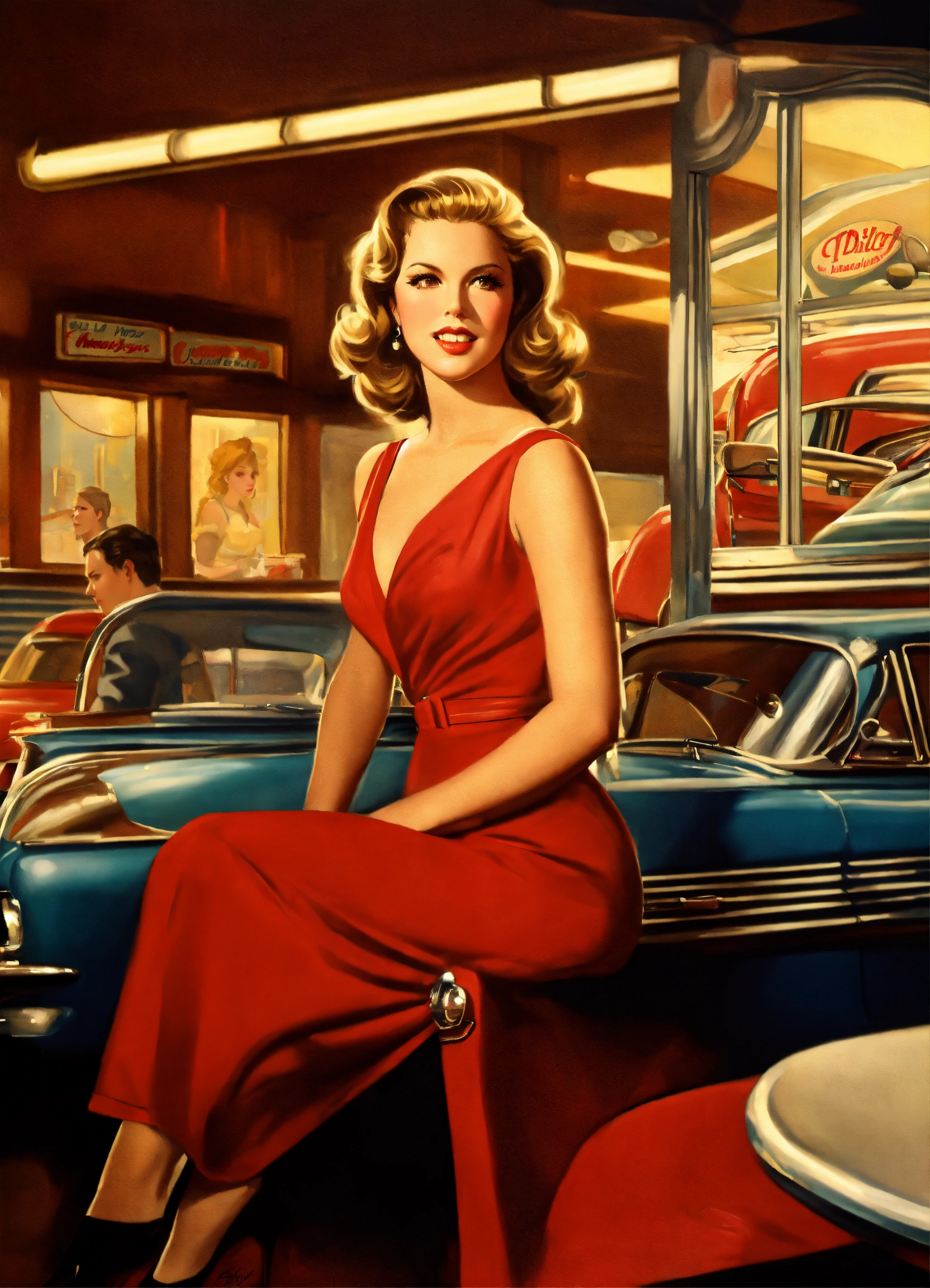 Lexica - Ultra realistic full body photo of american diner, with ...