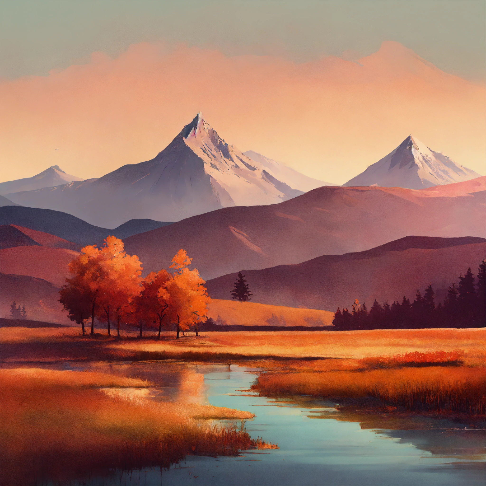 Lexica - Boho art Minimalist landscape mountains