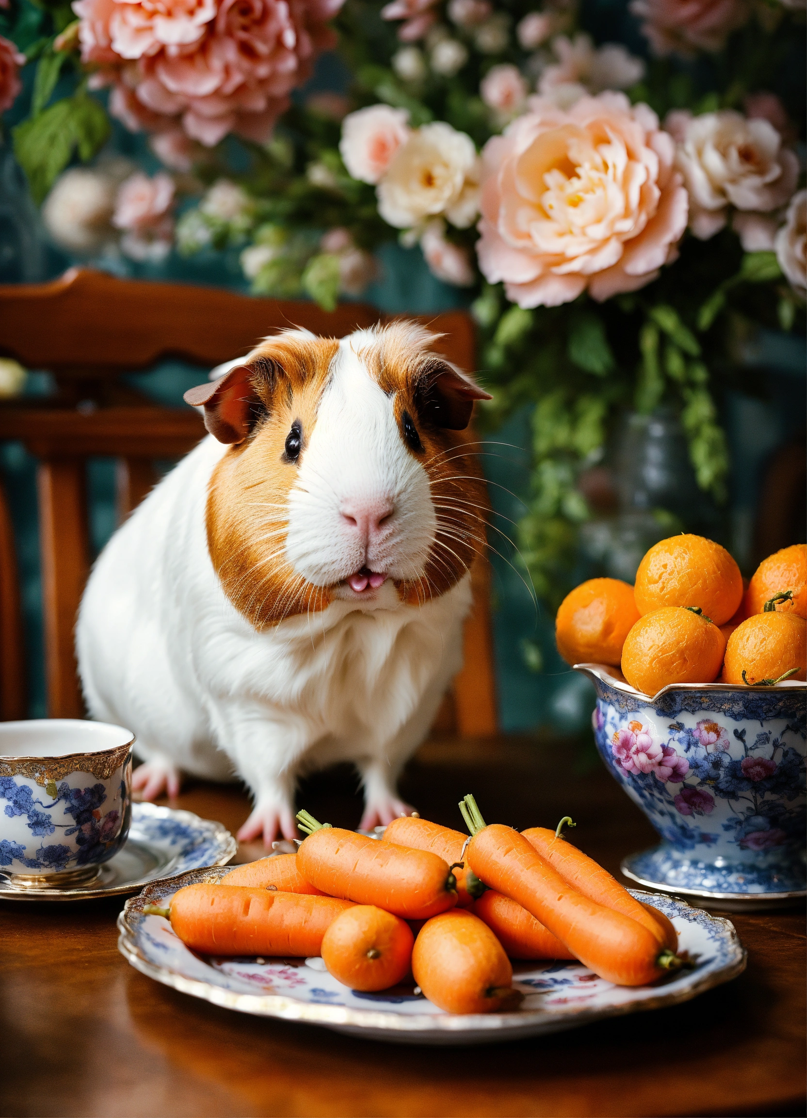 Image showcasing Lexica - A human like portrait of guinea pig holding in mouth a big ...