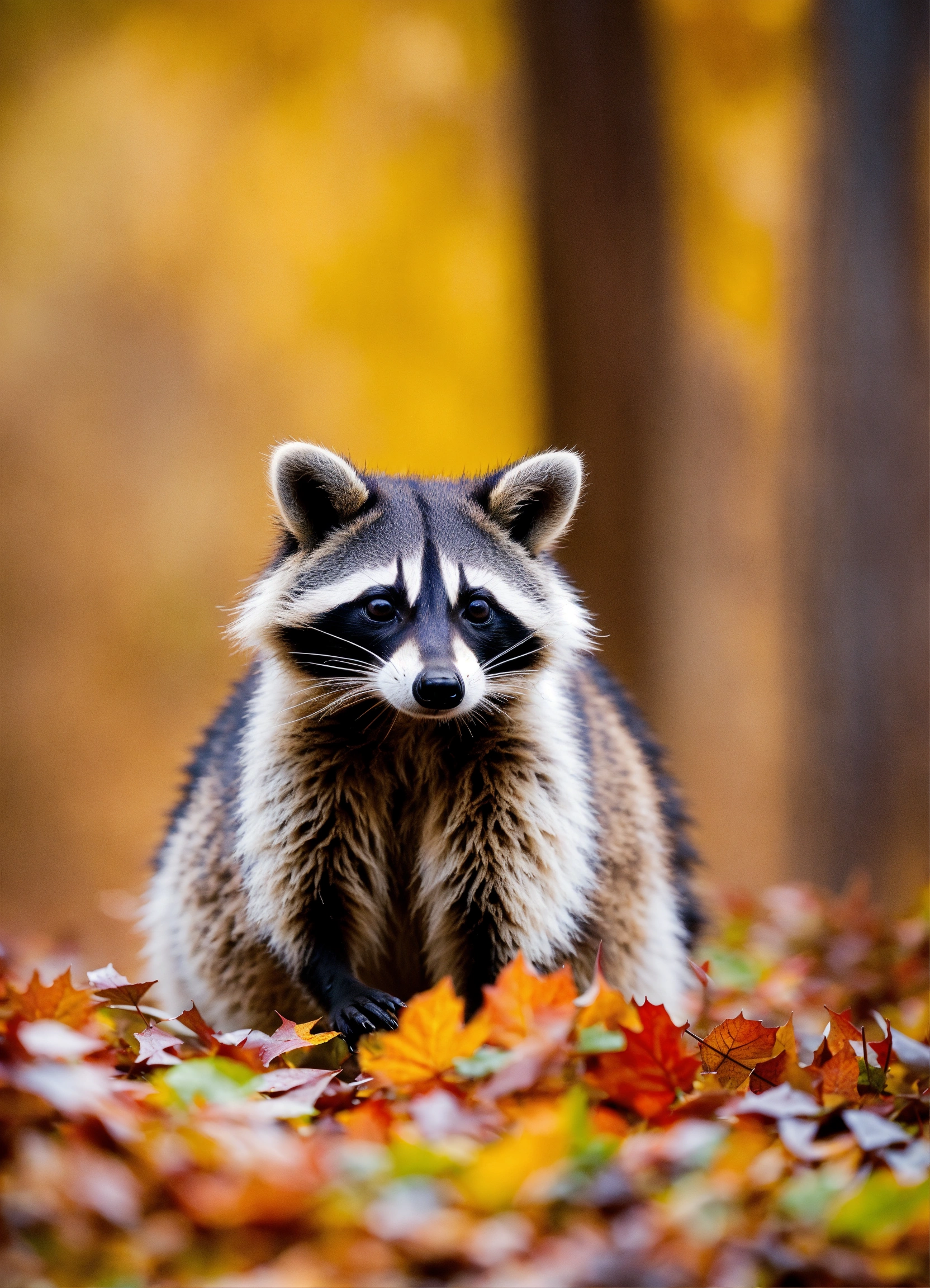 Lexica - A photograph of a raccoon enjoying the fall season
