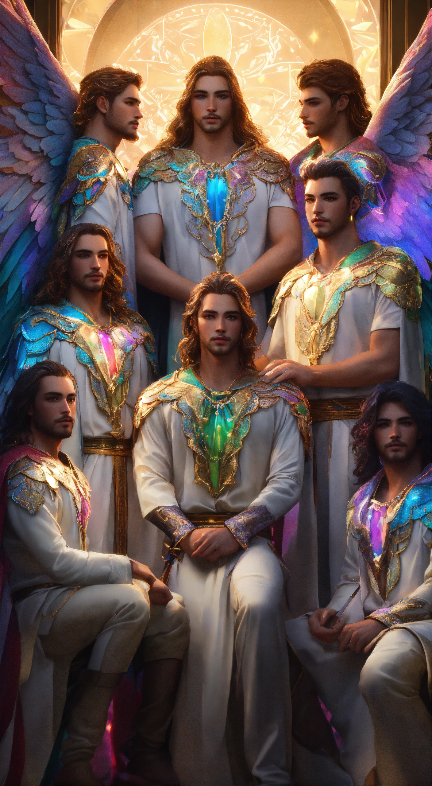 Lexica - Group of 7 beautiful and perfect male Angels, detailed and ...