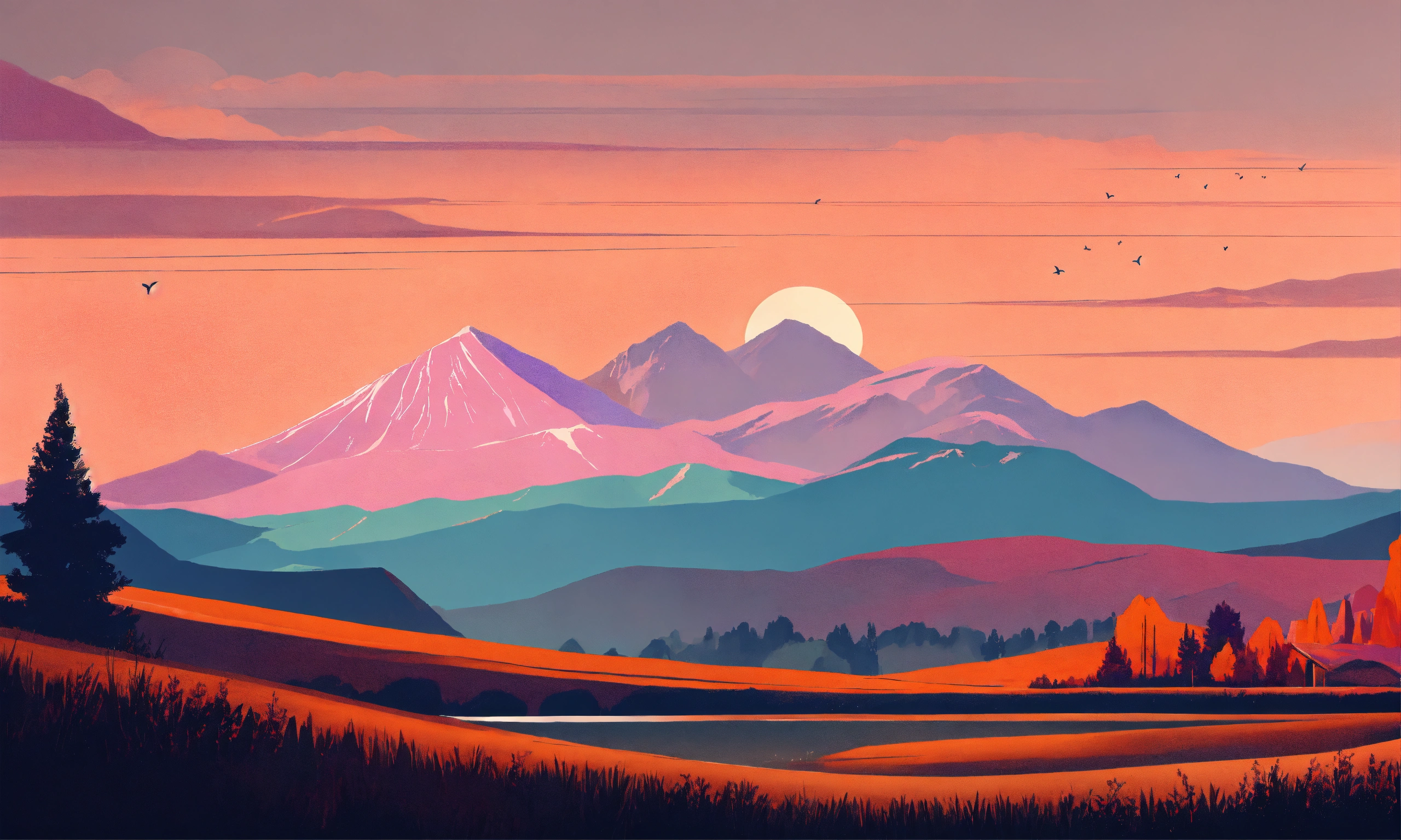 Lexica - Boho art Minimalist landscape mountains