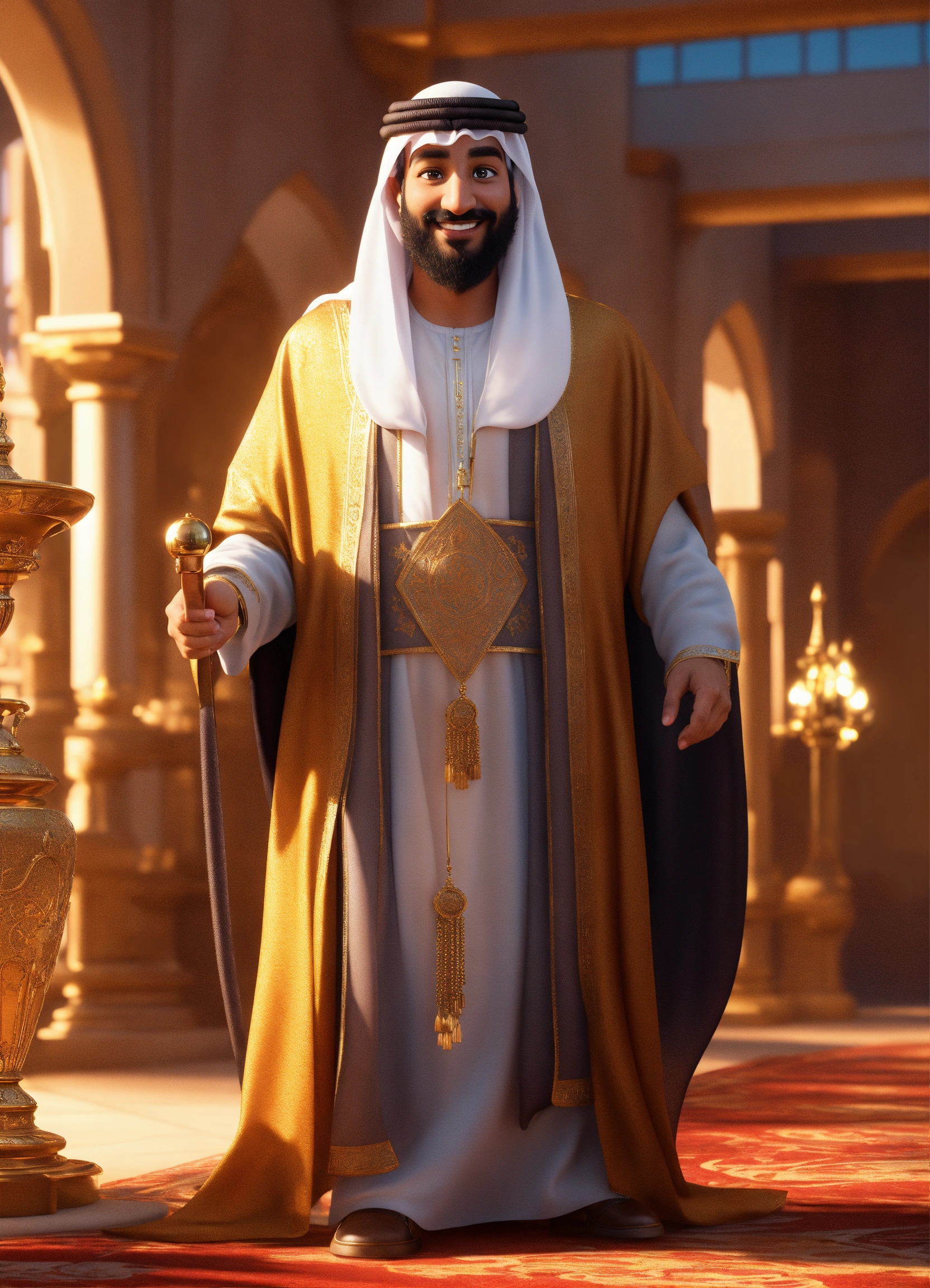 Lexica - Create a 3D rendering of a wealthy Arab male sheikh from Dubai ...