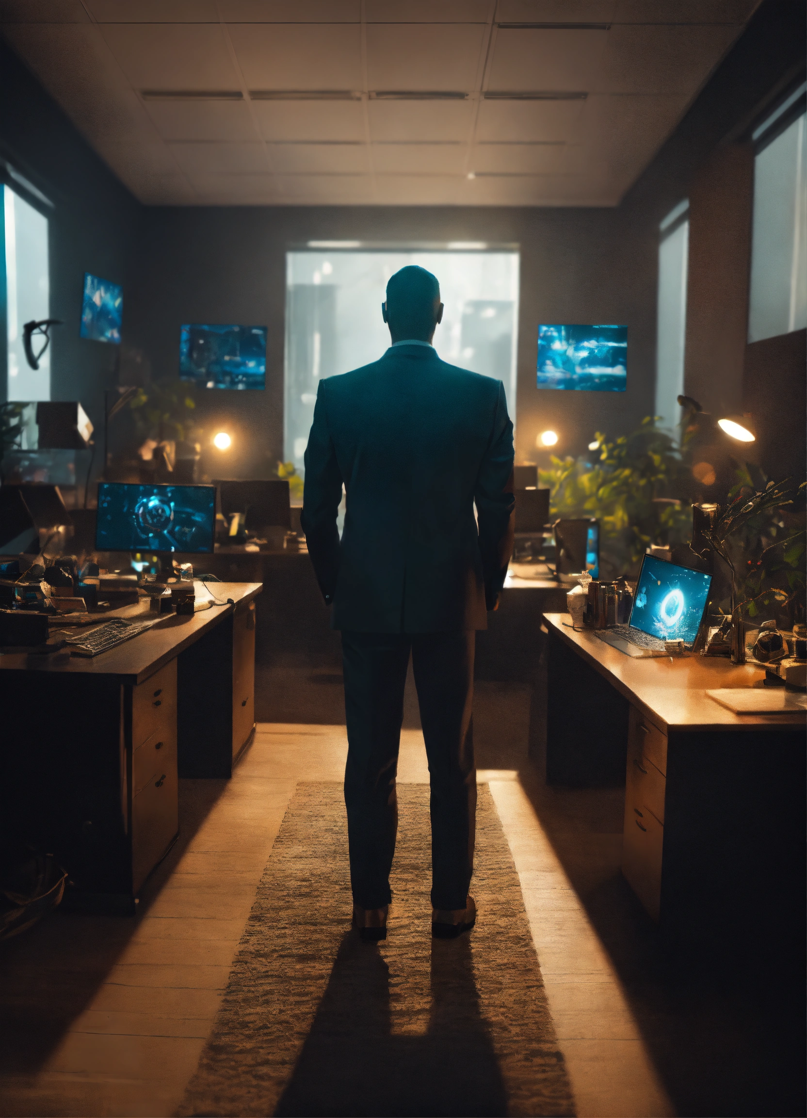 Lexica - Wide angle Environmental shot of AI Augmented Human ...