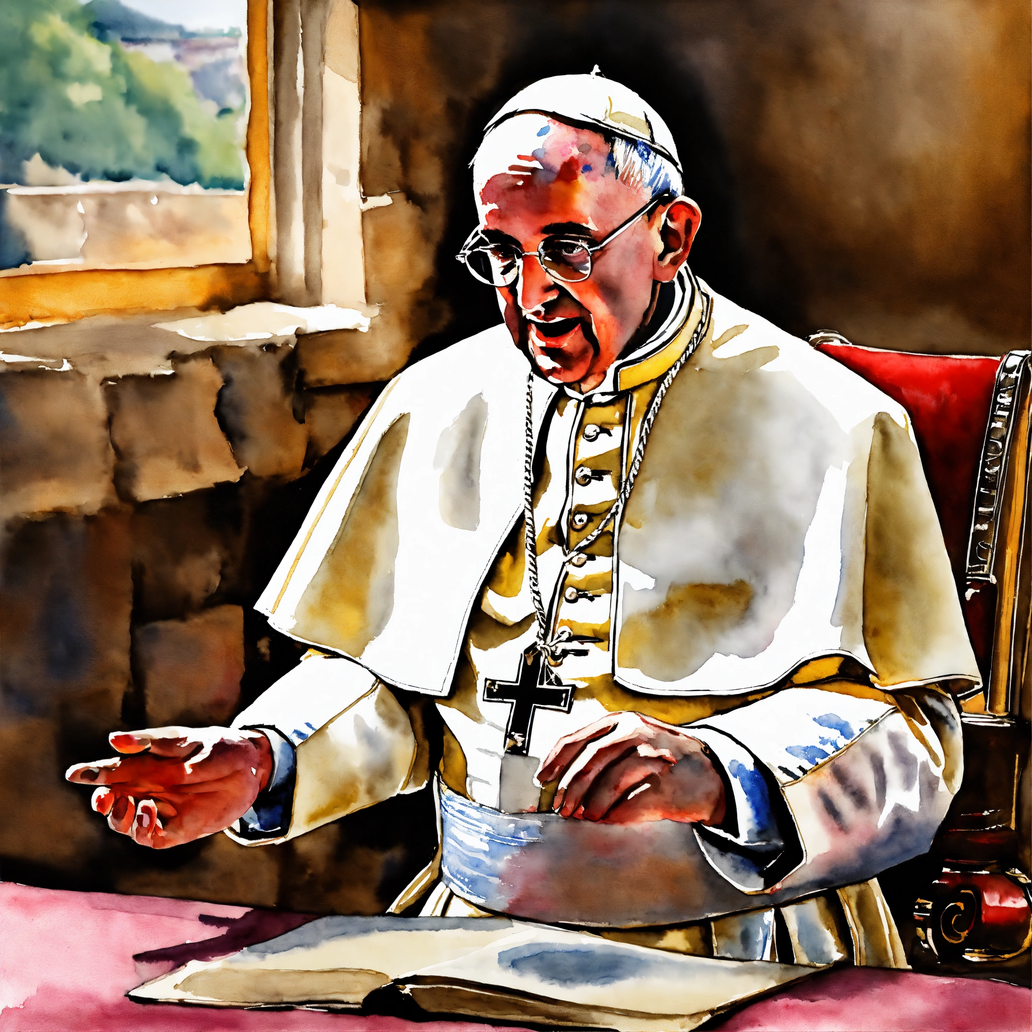 Lexica - Realistic watercolor, pope