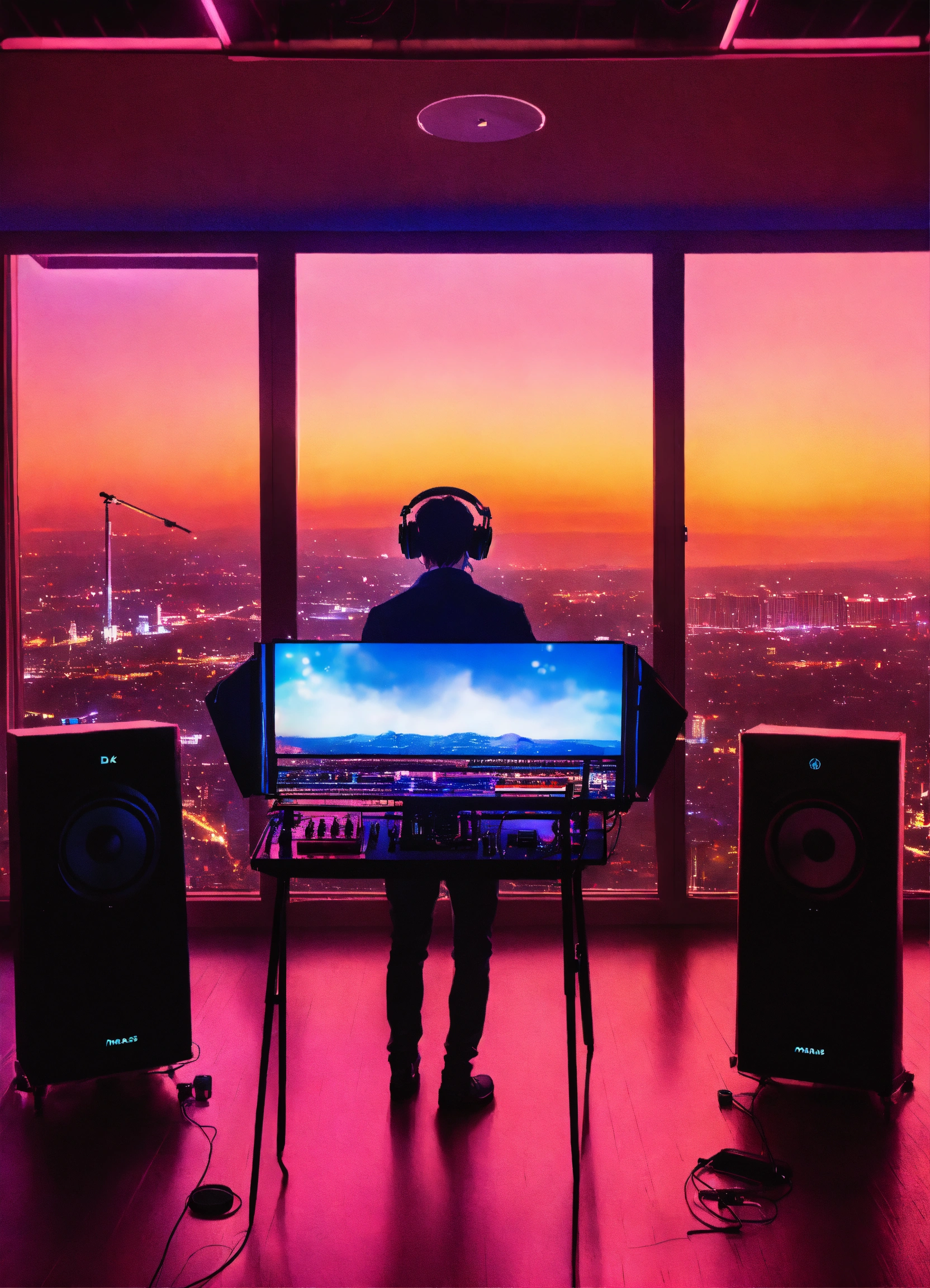 Lexica - DJ at concert with a window with Mars View 4K realistic ...