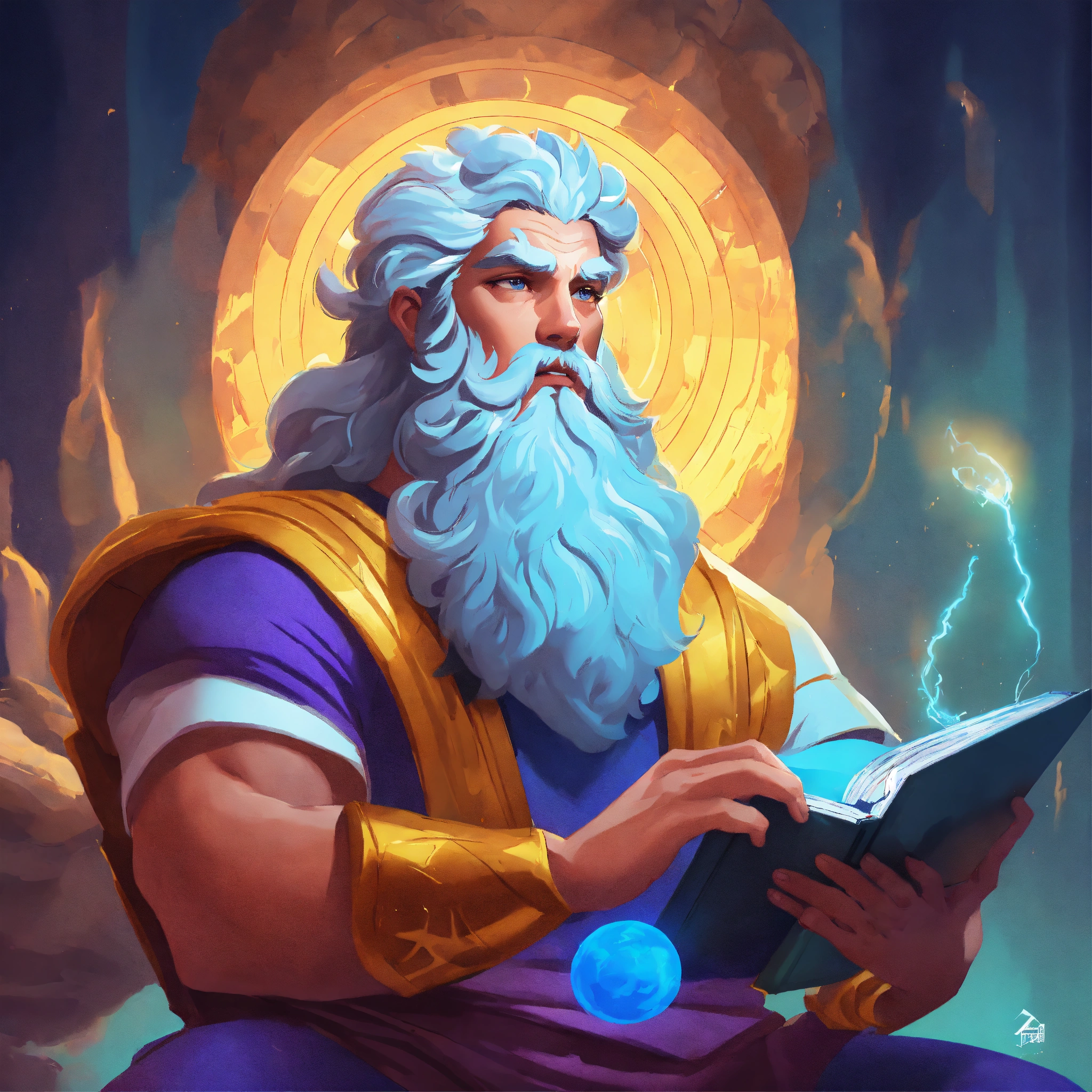 Lexica - Zeus, volumetric cartoon oil paint, 2D book illustration style ...