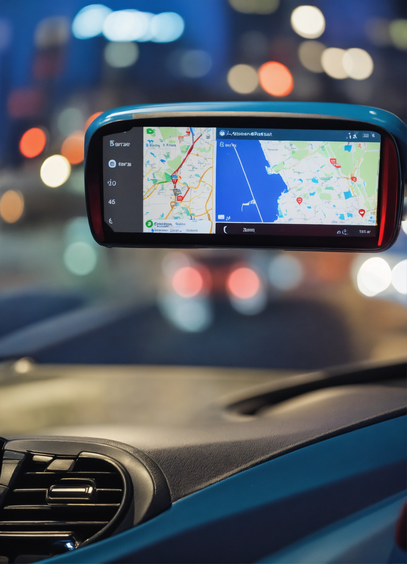Lexica - Blue car under a cell phone with a map on the screen, with a ...