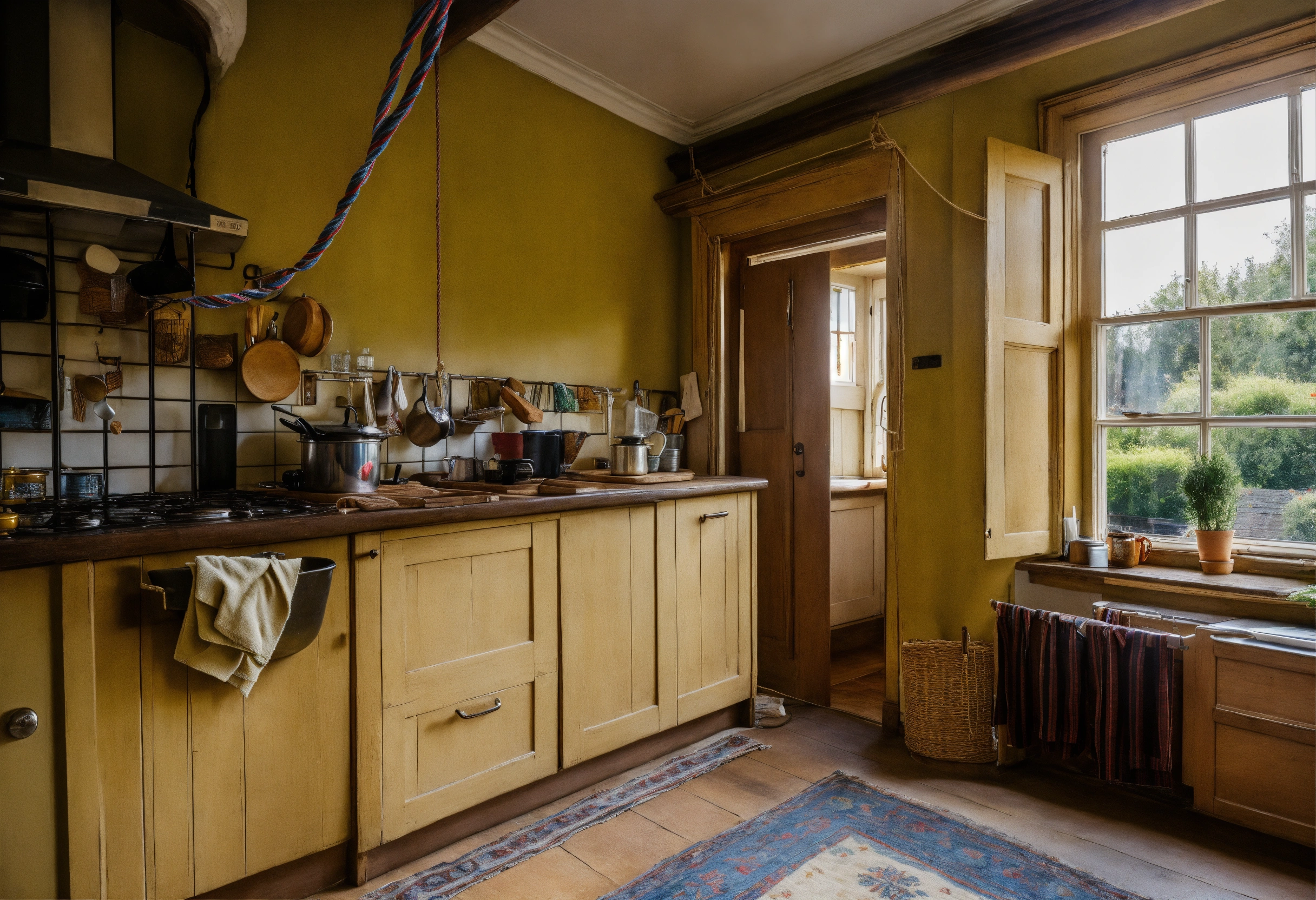 Lexica - Loose clothesline ropes in the kitchen of a typical old ...