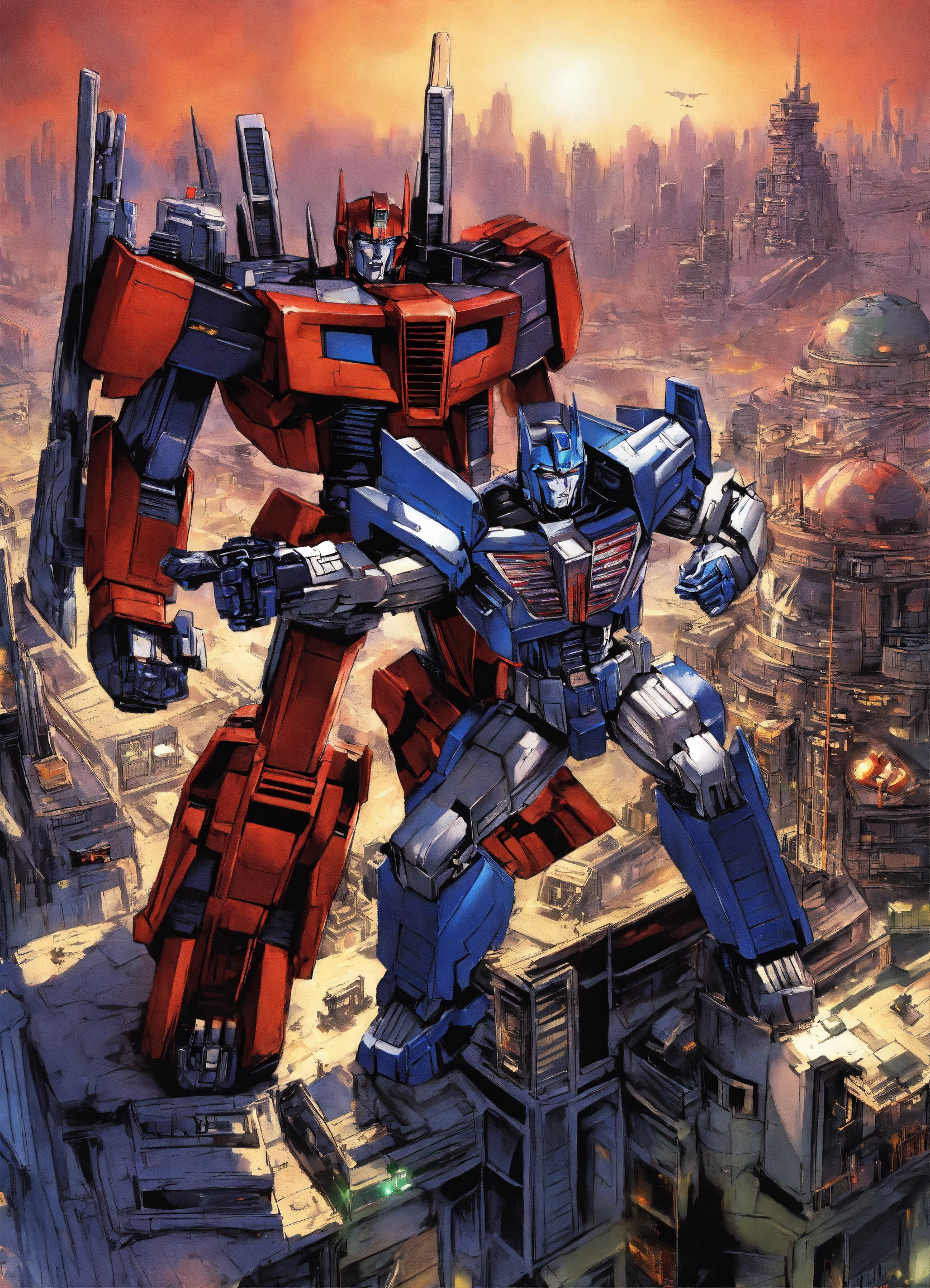 Lexica - Optimus Prime fighting Megatron from transformers, in his ...