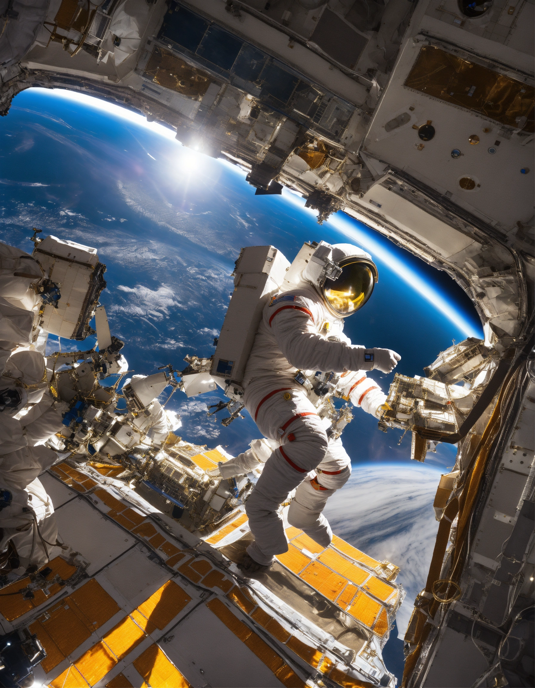 Lexica - A space office worker, in space, in orbit around earth