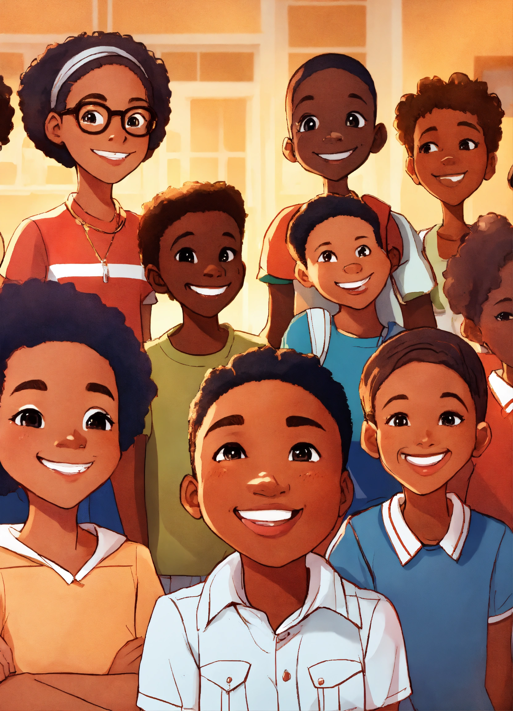 Lexica - MIDDLE SCHOOL AGED ANIMATED AFRICAN AMERICAN CHILDREN SMILING