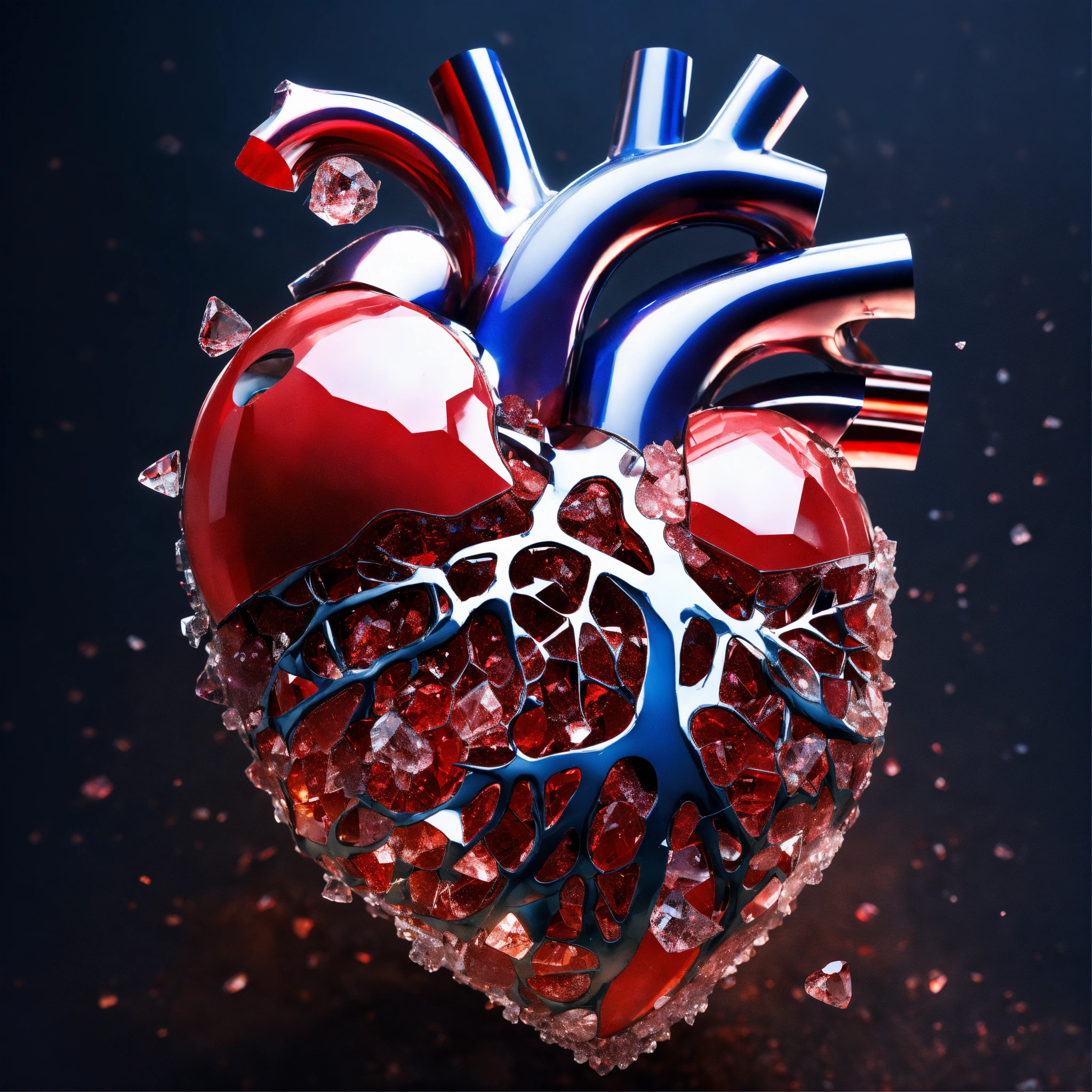 Lexica - Anatomically correct human heart, crystallized and breaking ...
