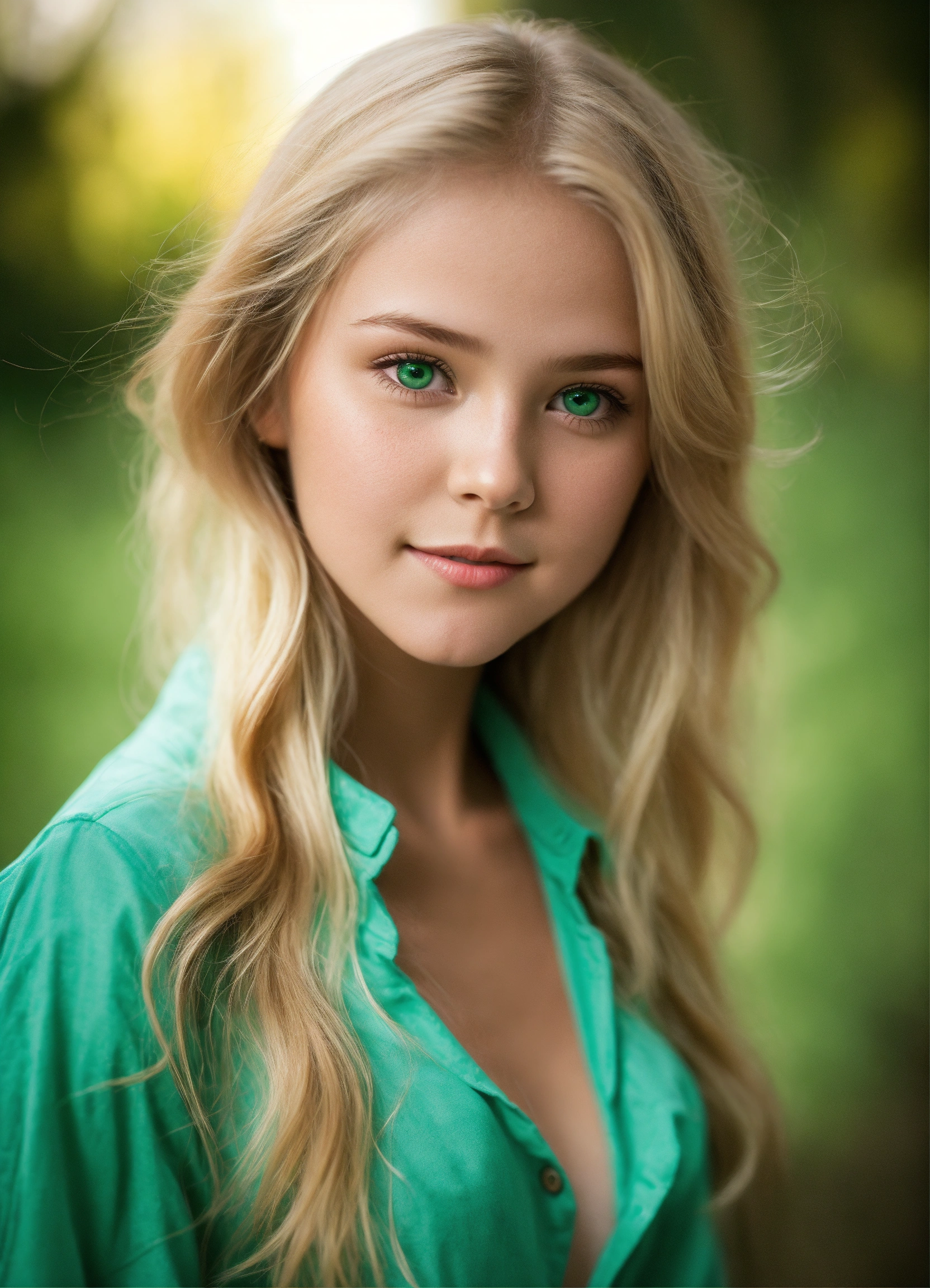 Lexica - An adorable girl blonde hair green eyes