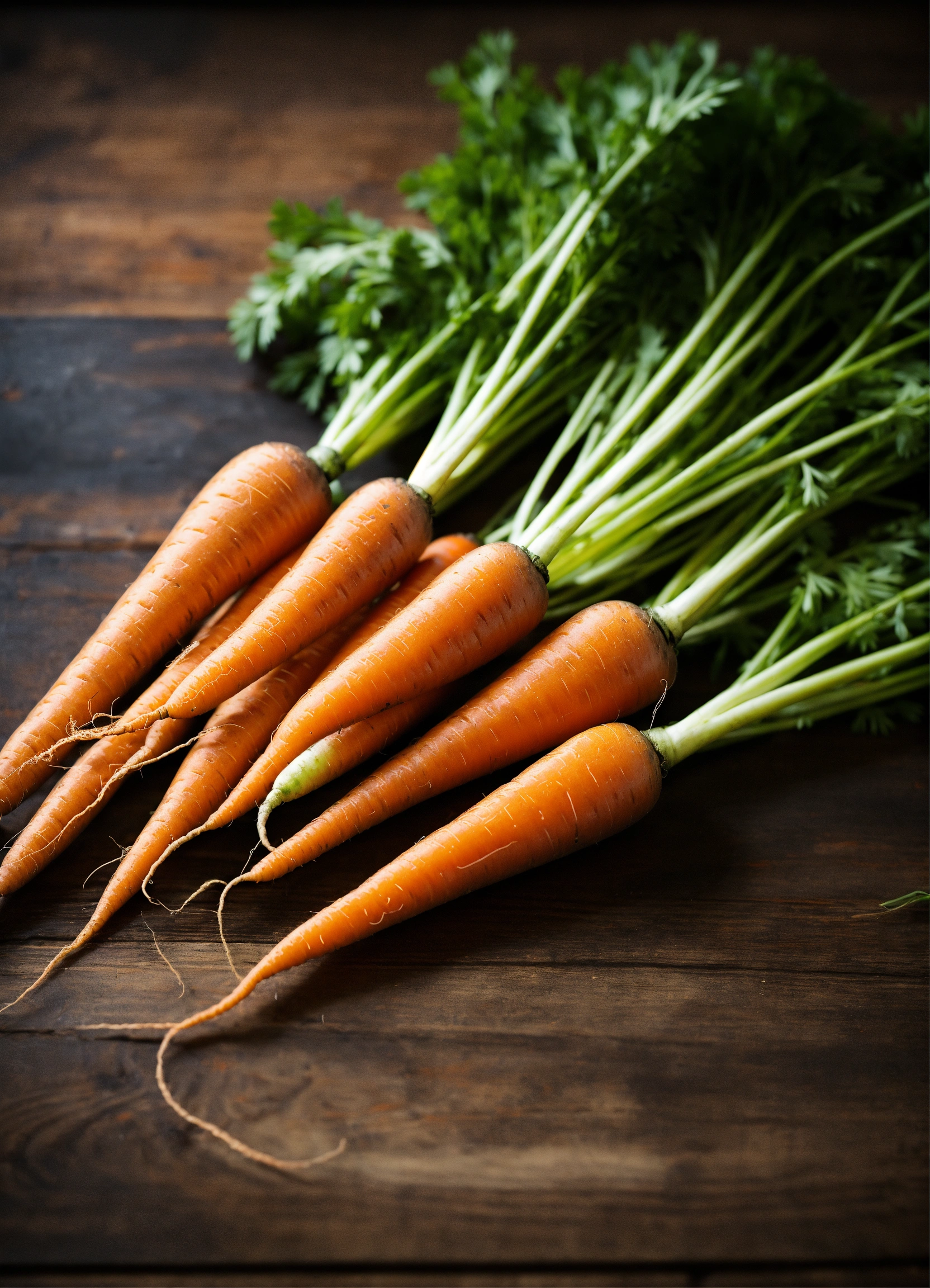 Lexica - Dark still life of carrots on a table