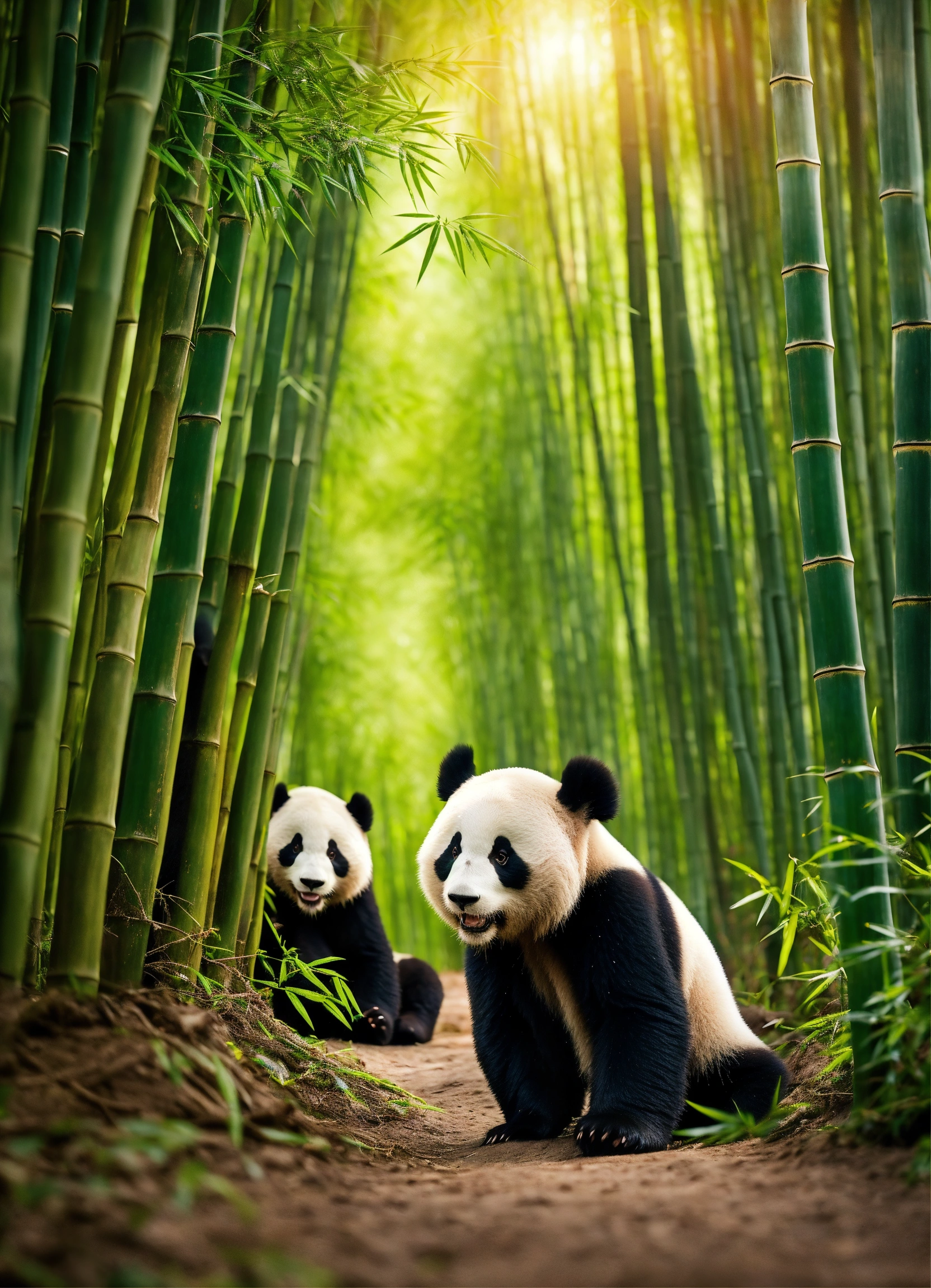 Lexica Join these playful pandas as they frolic in bamboo forests