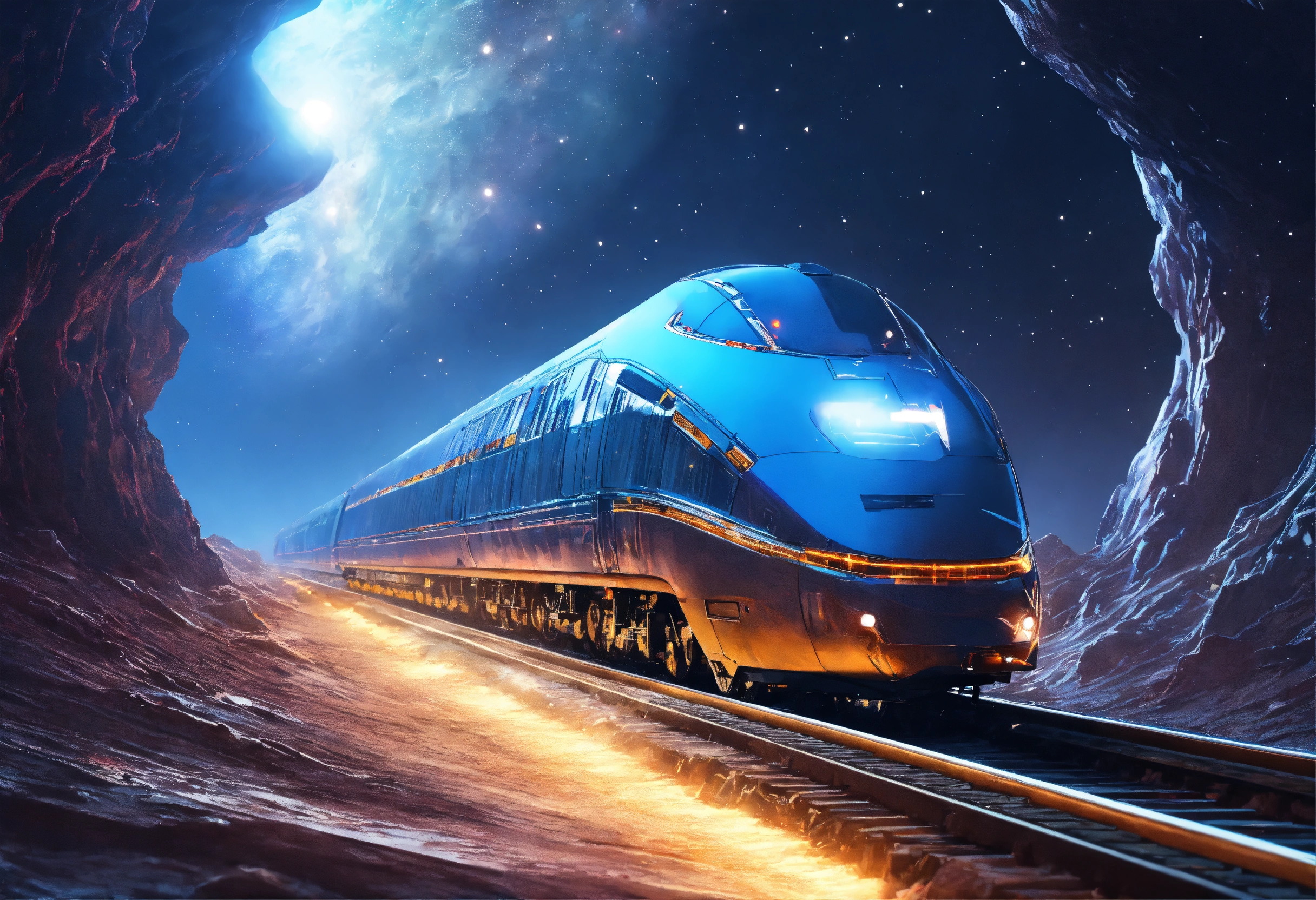 Lexica - Surreal style, A future train in cosmic space, dystopian, 8k ...