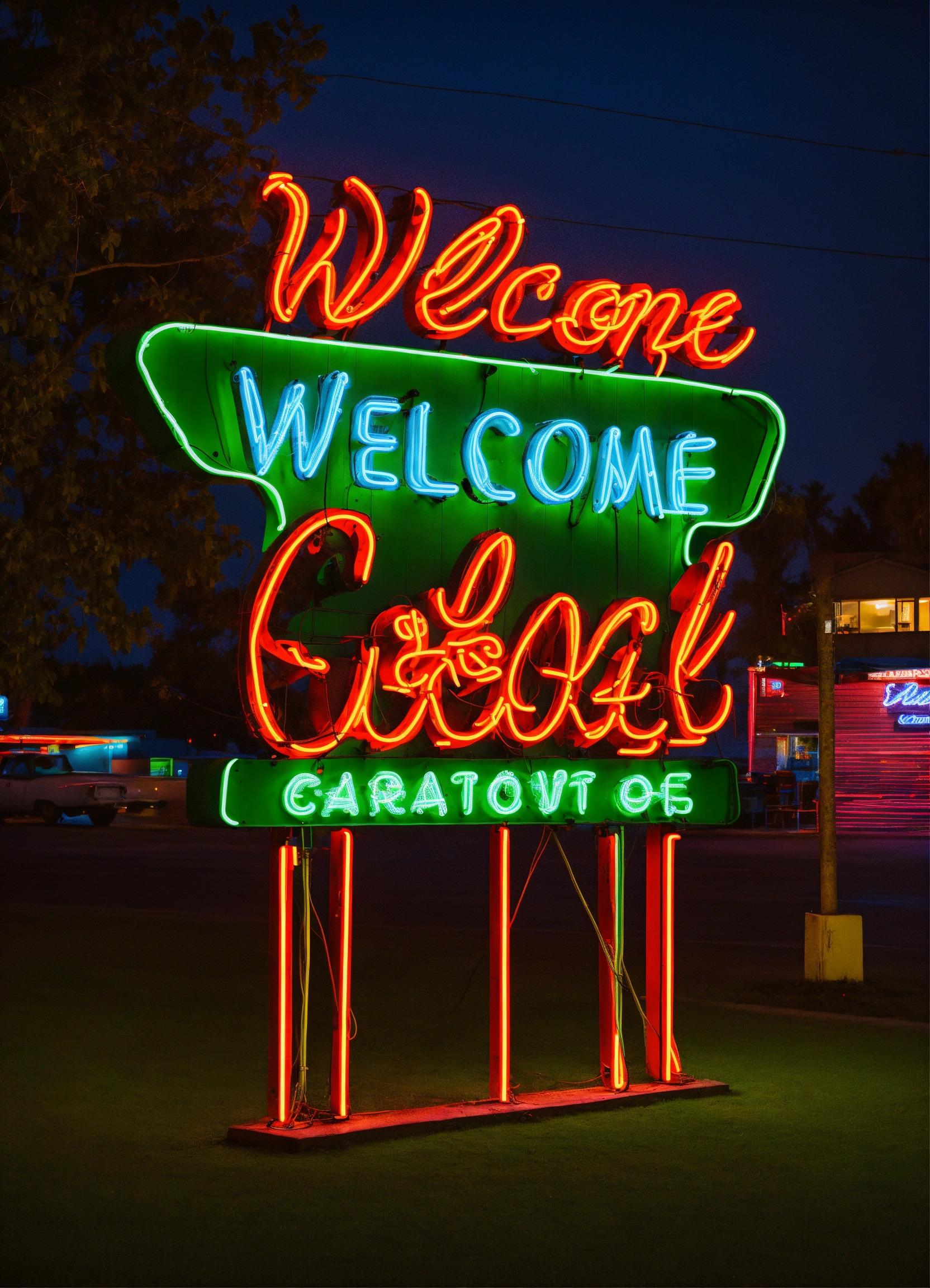 Lexica - Googie neon welcome sign