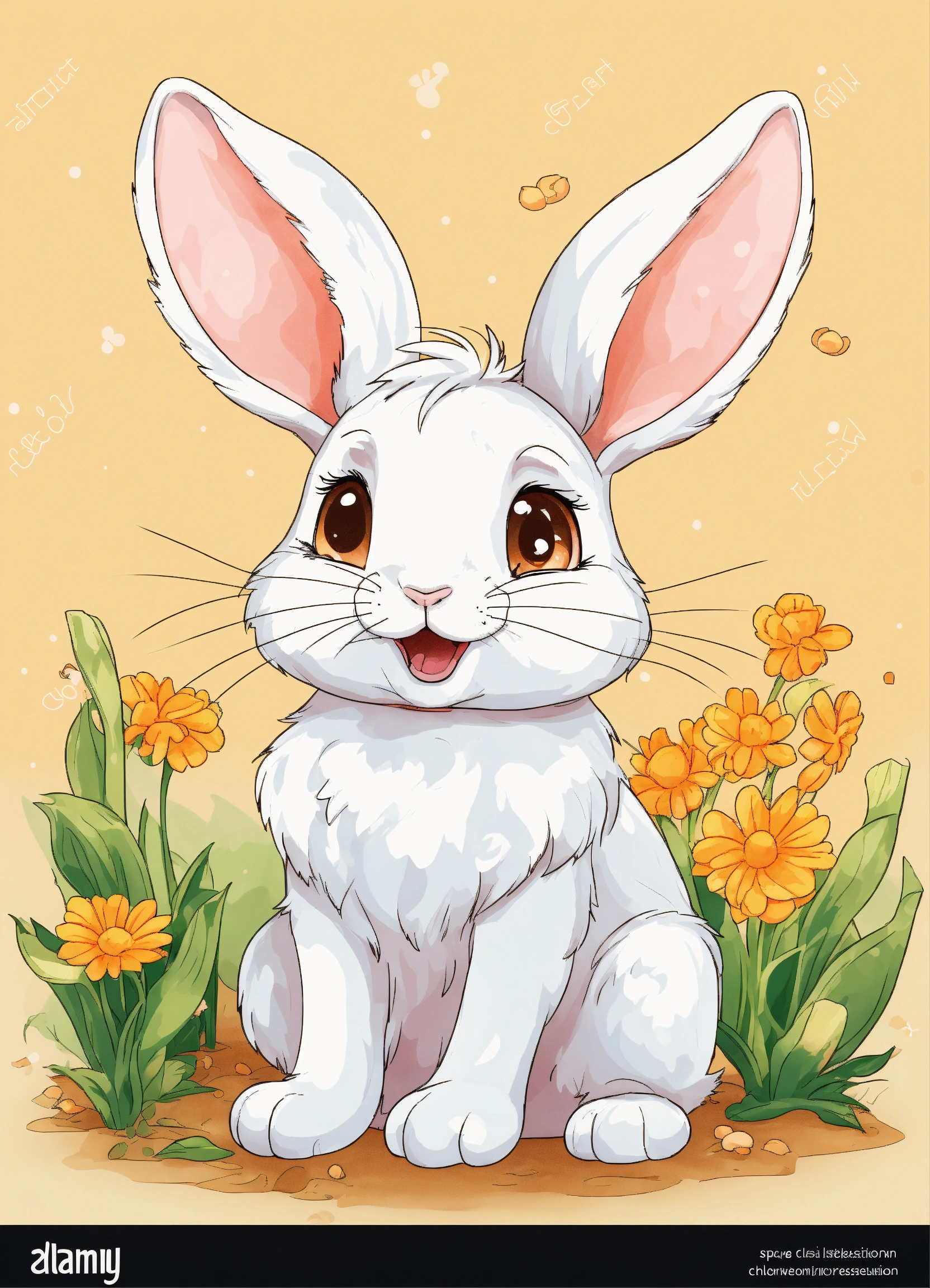 Lexica - Generate a cute little rabbit, super eye-catching illustration ...