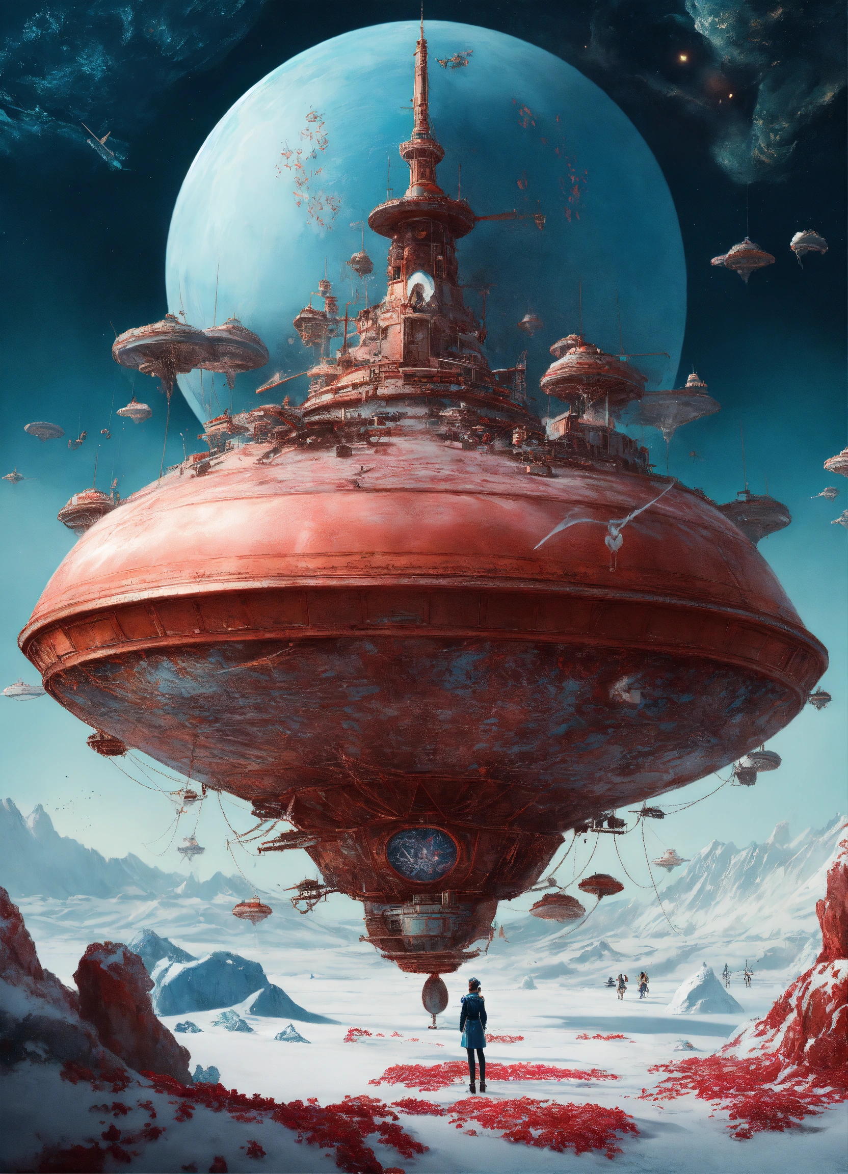 Lexica - Large landscape Photography, a large spaceship sailing around ...