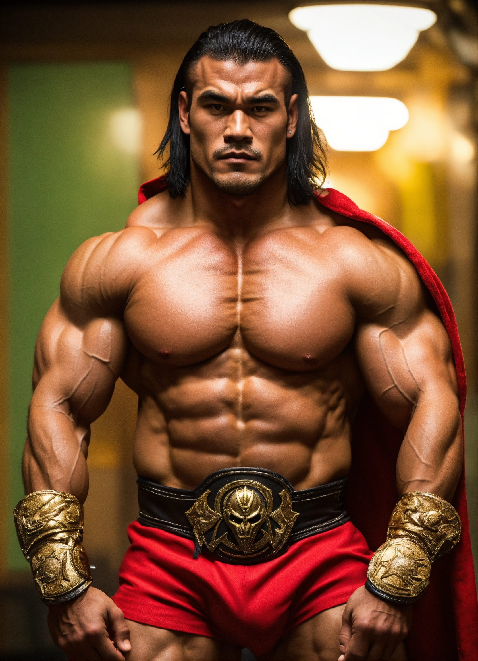 Lexica 30yearold wrestler with big muscles, bodybuilder, big, Shao