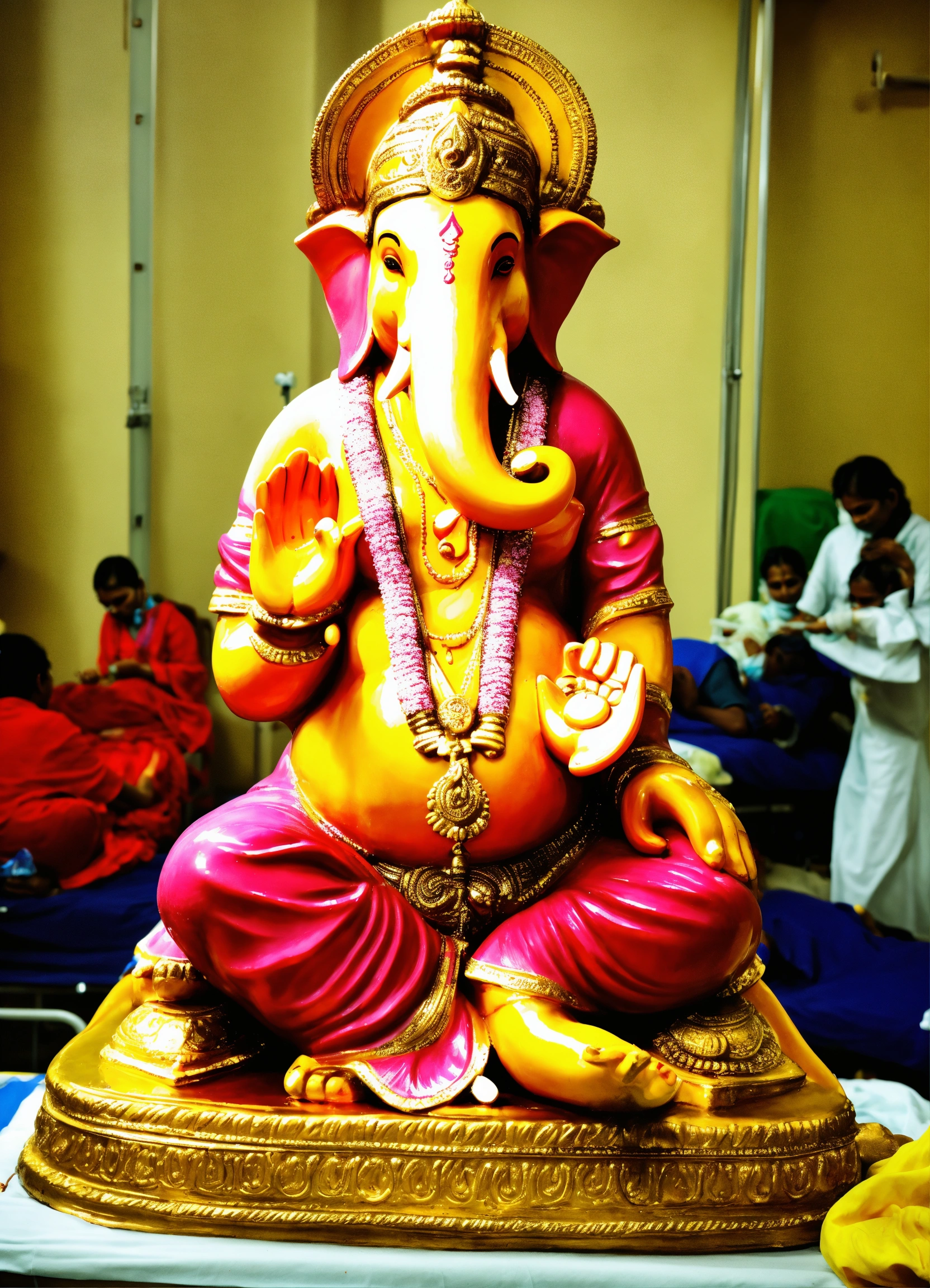 Lexica - Praying ganpati bappa statue in hospital