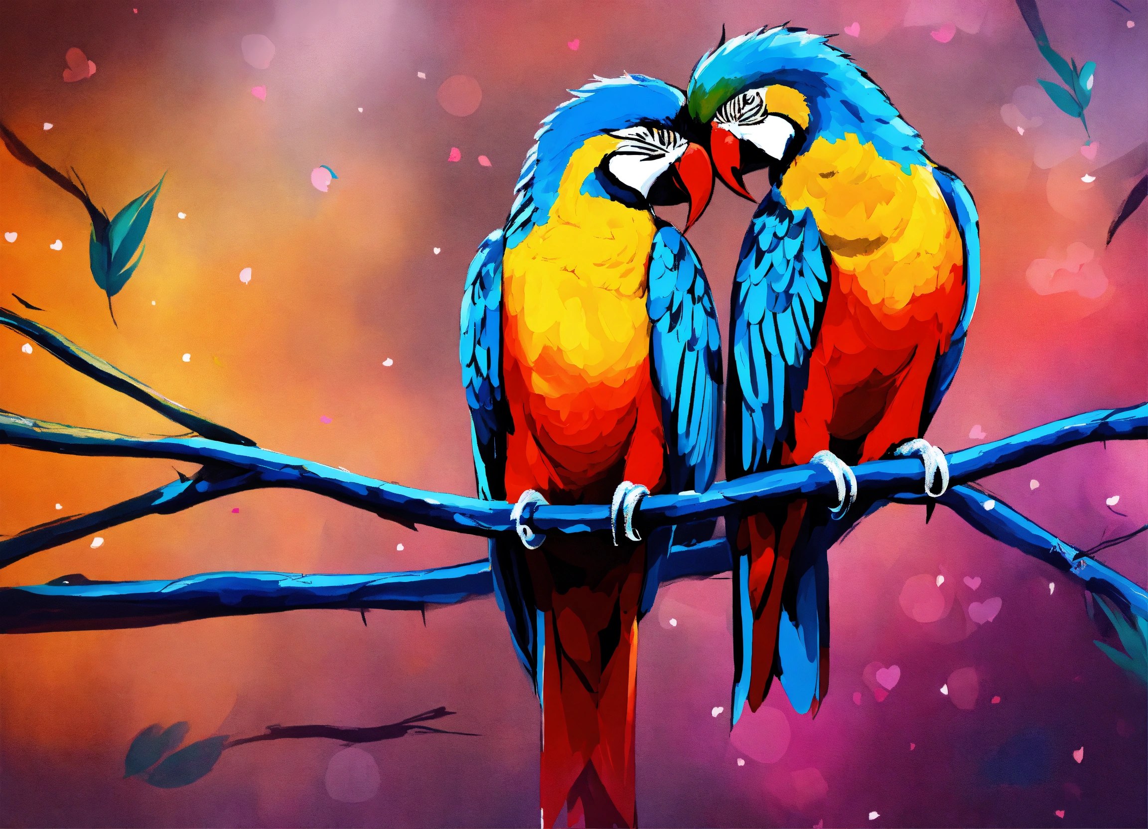 Lexica - Painting love birds background