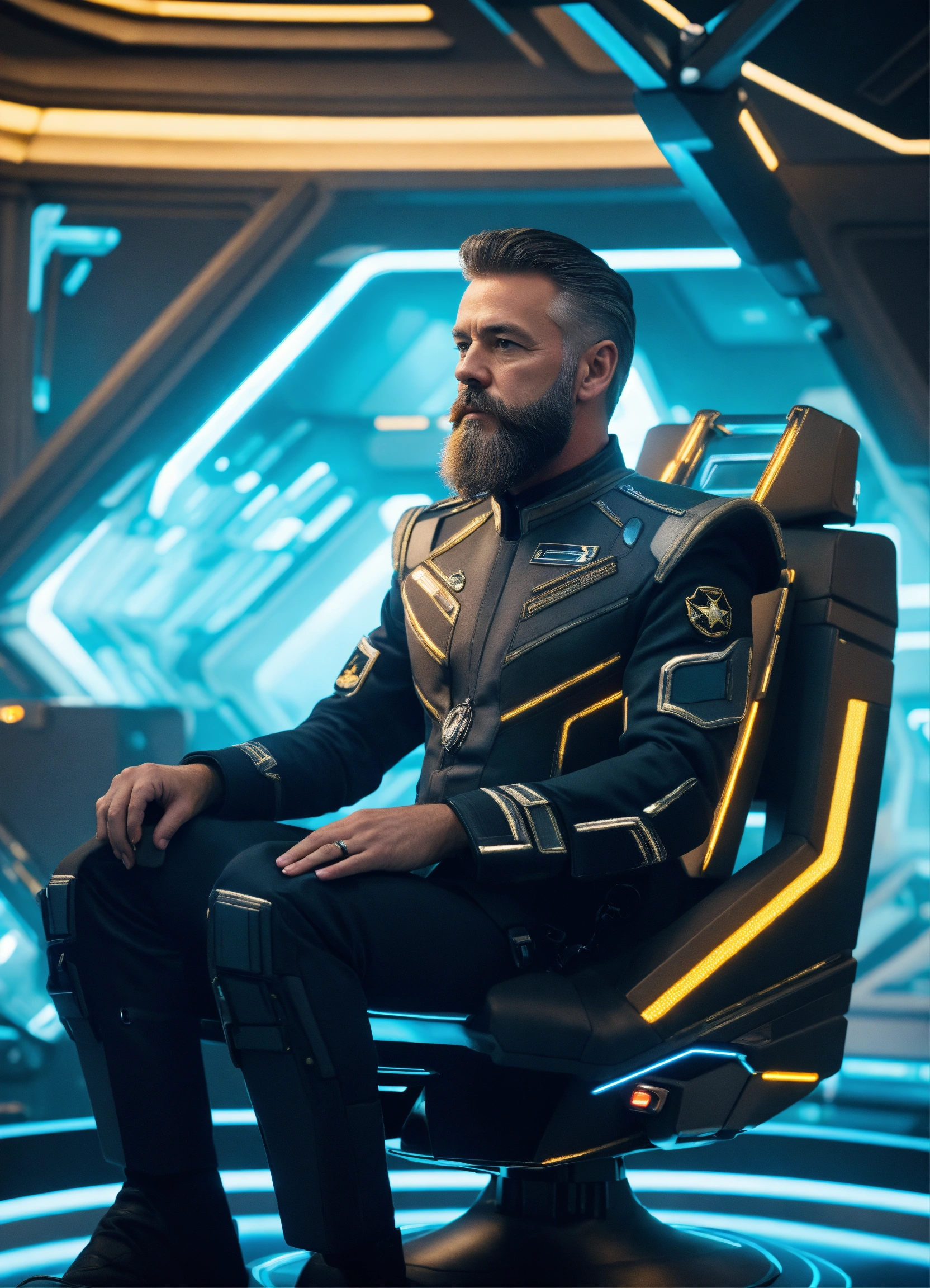 Lexica - 50 year old masculine star commander nice trim beard is ...