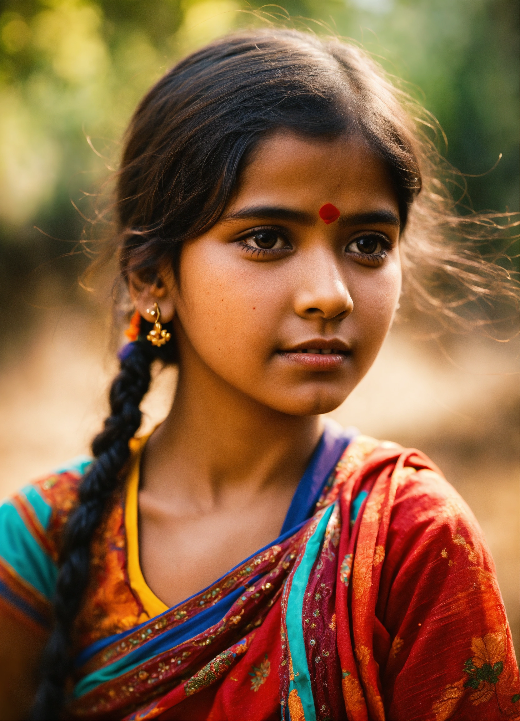 Lexica Close view of Indian Rural girl blur background
